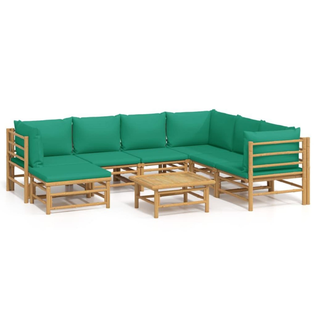 VIDAXL Salon de jardin 8 pcs avec coussins vert bambou