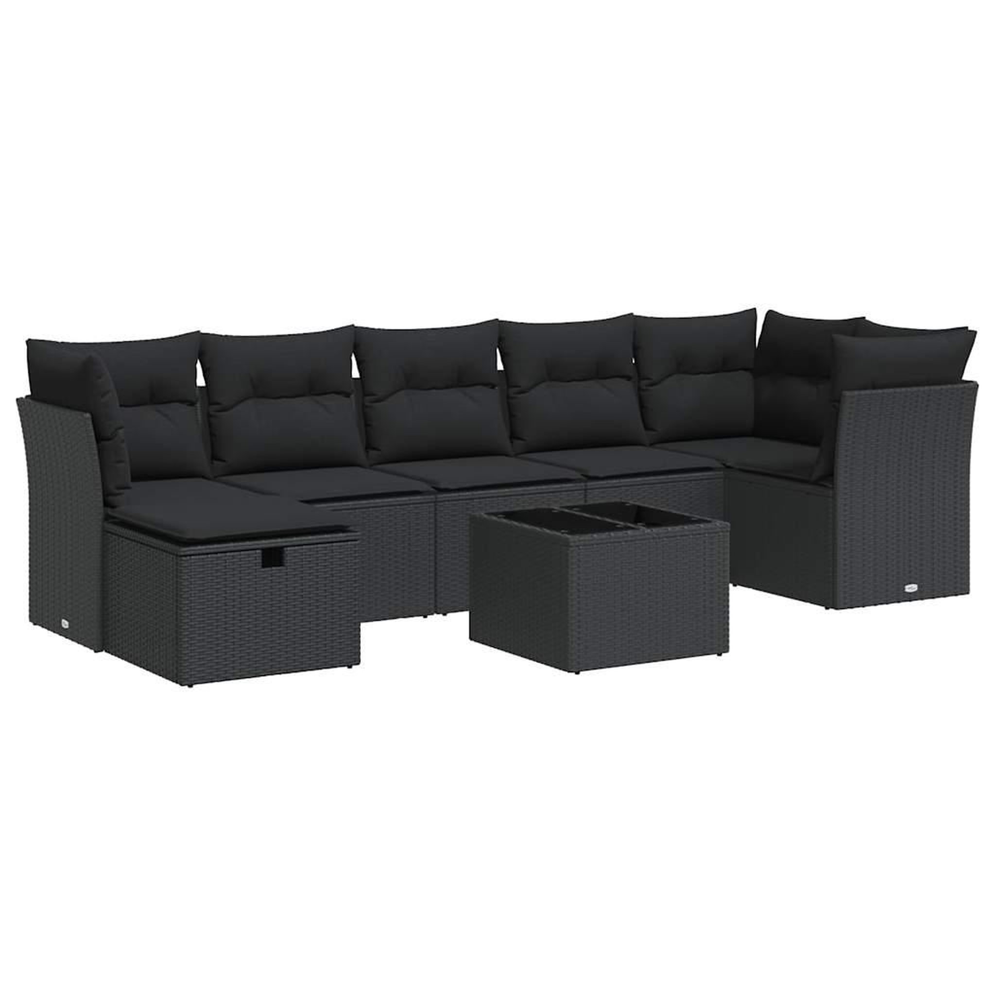 Voir la diapositive 2 : VIDAXL Salon de jardin 8 pcs avec coussins noir resine tressee