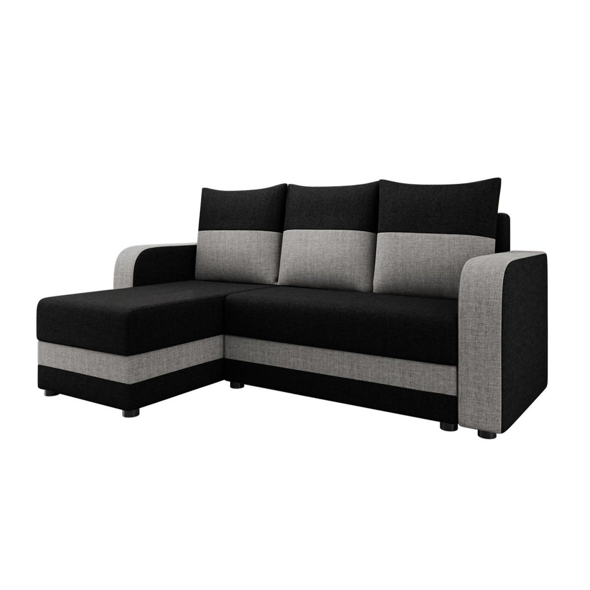 BEST MOBILIER Harvey - canapé d'angle réversible 4 places convertible avec coffre en tissu bicolore
