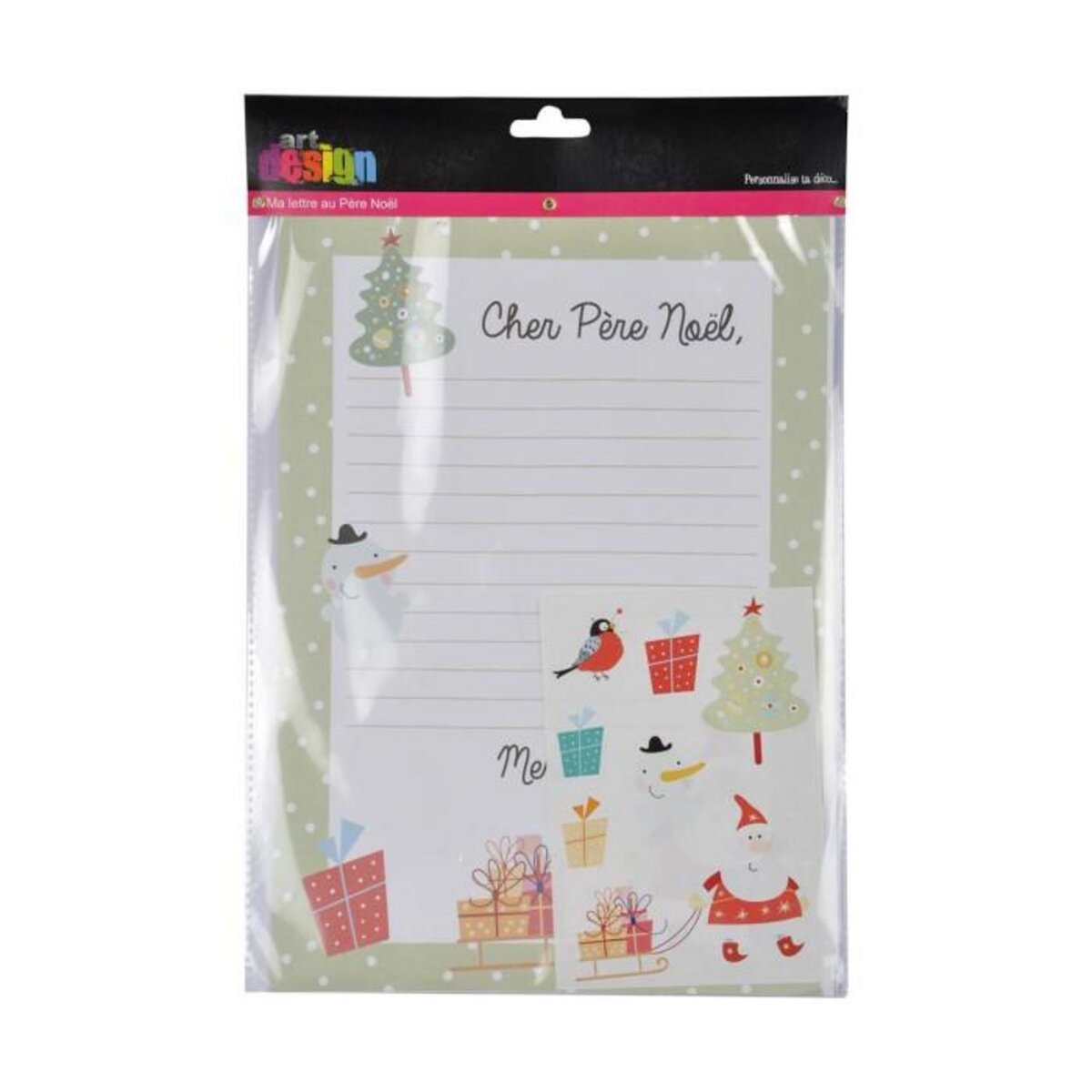 Paris Prix Kit 2 Lettres & Stickers  Père Noël  32cm Blanc