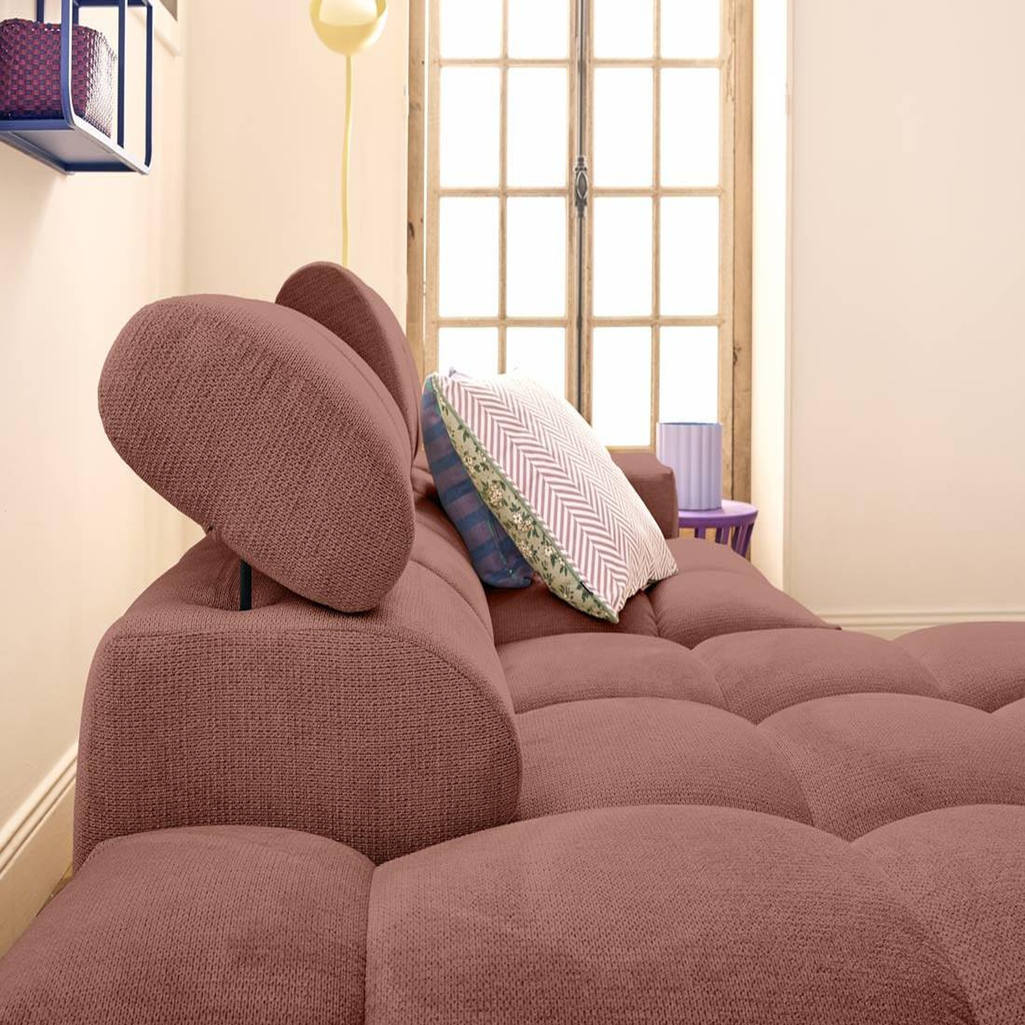 Voir la diapositive 3 : LISA DESIGN Matera - canapé d'angle gauche 4 places avec têtières réglables en tissu texturé