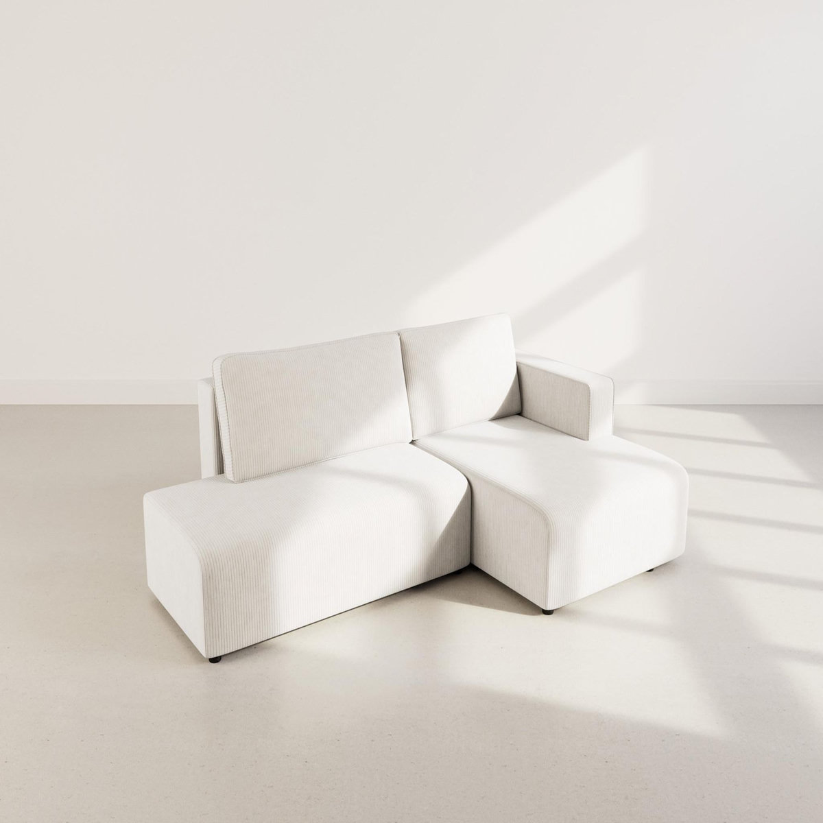 BEST MOBILIER Topaze - canapé d'angle droit 4 places convertible avec coffre en velours côtelé