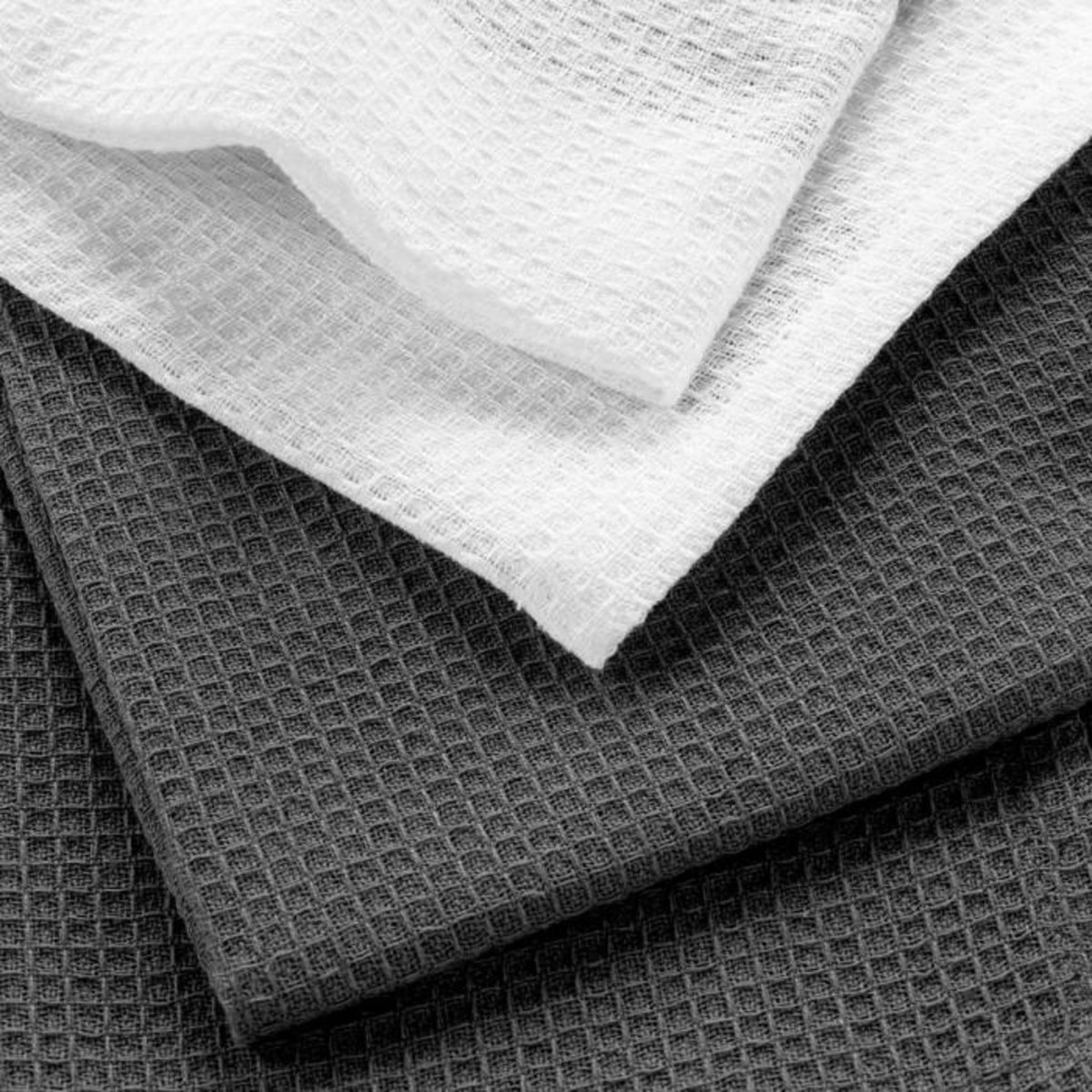 Paris Prix Lot de 2 Torchons Nid d'Abeille  Grand Chef  50x70cm Blanc & Gris