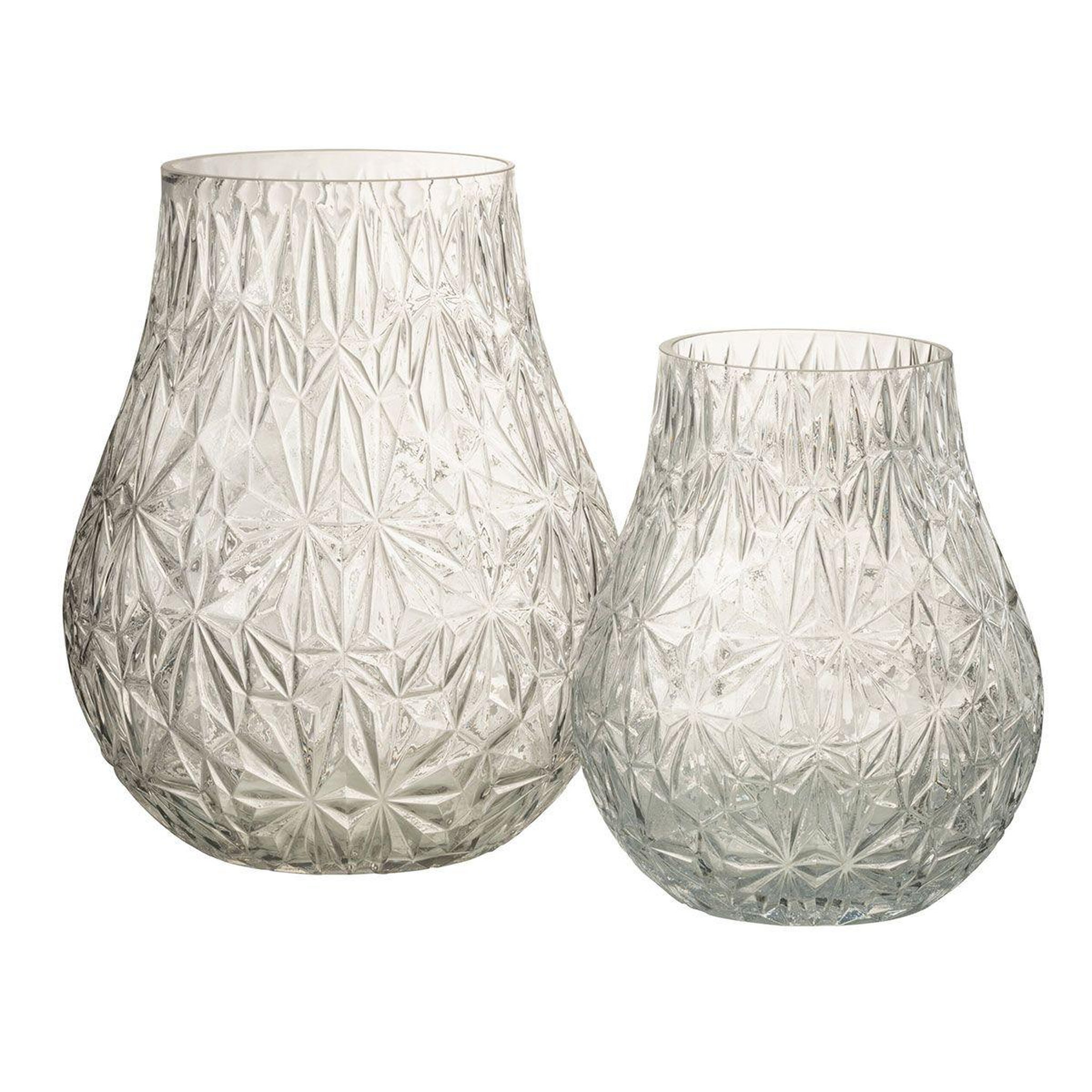 Voir la diapositive 4 : J-LINE Vase design en verre  diamant  22cm transparent