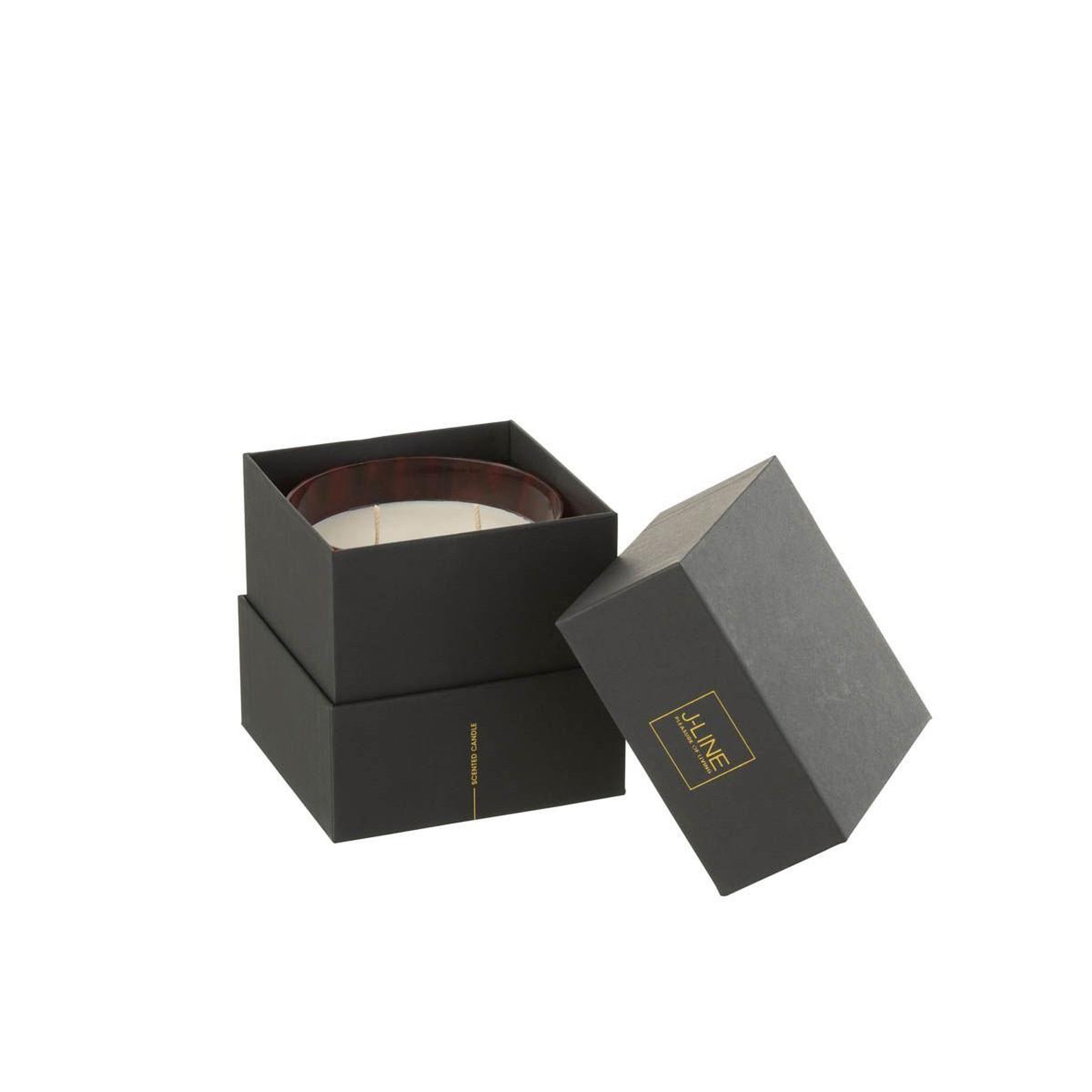 Voir la diapositive 3 : J-LINE Bougie parfumée  noa  12cm bois de santal rouge