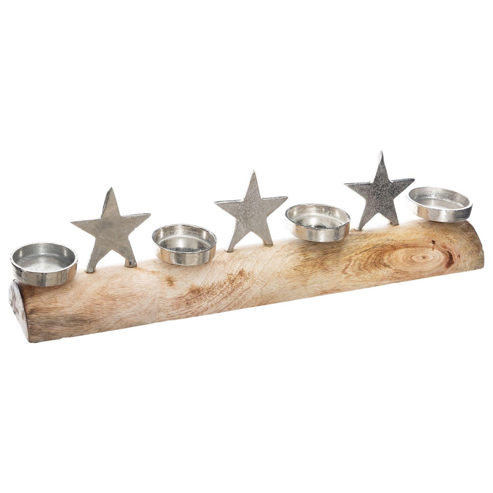FEERIC LIGHT & CHRISTMAS Photophore de noël design bois terre sauvage - argent