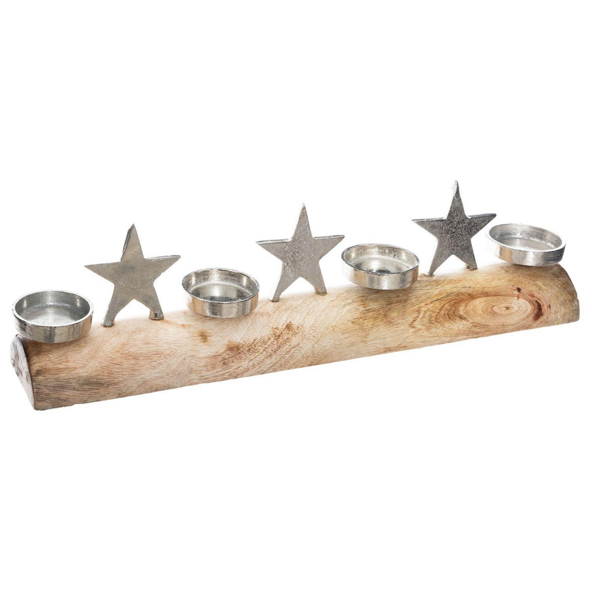 FEERIC LIGHT & CHRISTMAS Photophore de Noël design bois Terre Sauvage - Argent