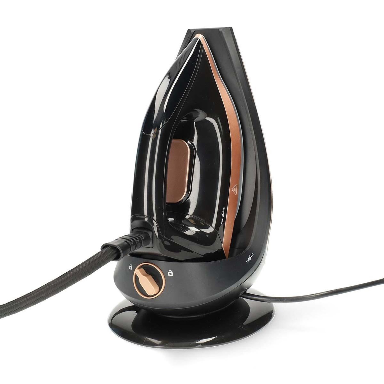 Centrale Vapeur 2400 W Noir & Rose Gold 7bars 40 g/min réservoir 1,5 L semelle Céramique Défroissage vertical Vêtement Nedis