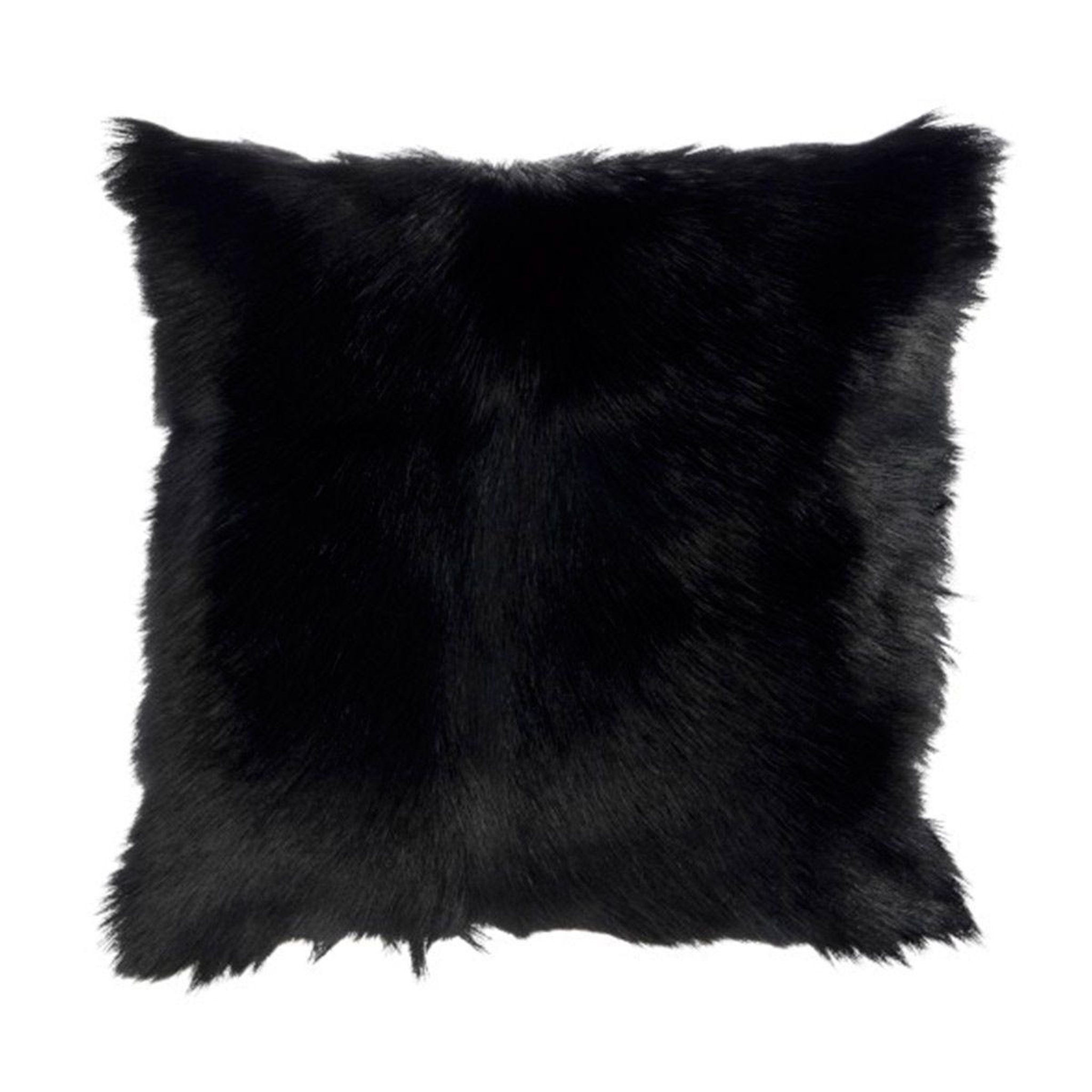 Voir la diapositive 1 : J-LINE Coussin Déco  Peau de Chèvre  40x40cm Noir