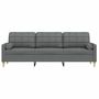 Voir la diapositive 3 : VIDAXL Canape 3 places avec oreillers gris fonce 210 cm tissu