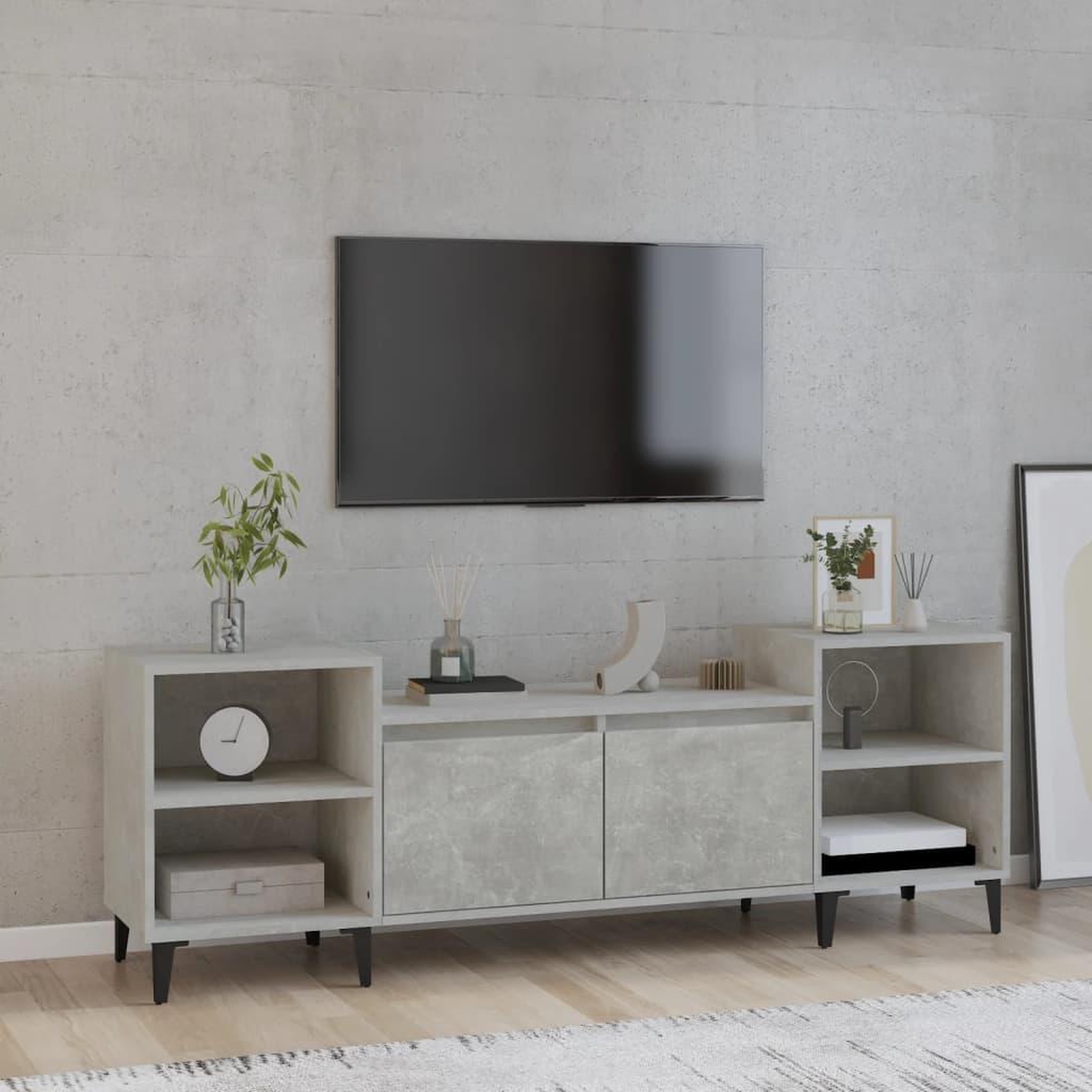 Voir la diapositive 1 : VIDAXL Meuble TV Gris beton 160x35x55 cm Bois d'ingenierie