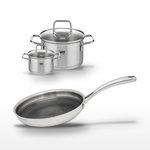 ELO Lot Poêle 24cm & 2 Faitouts 20/12cm Elo Relief Evolution