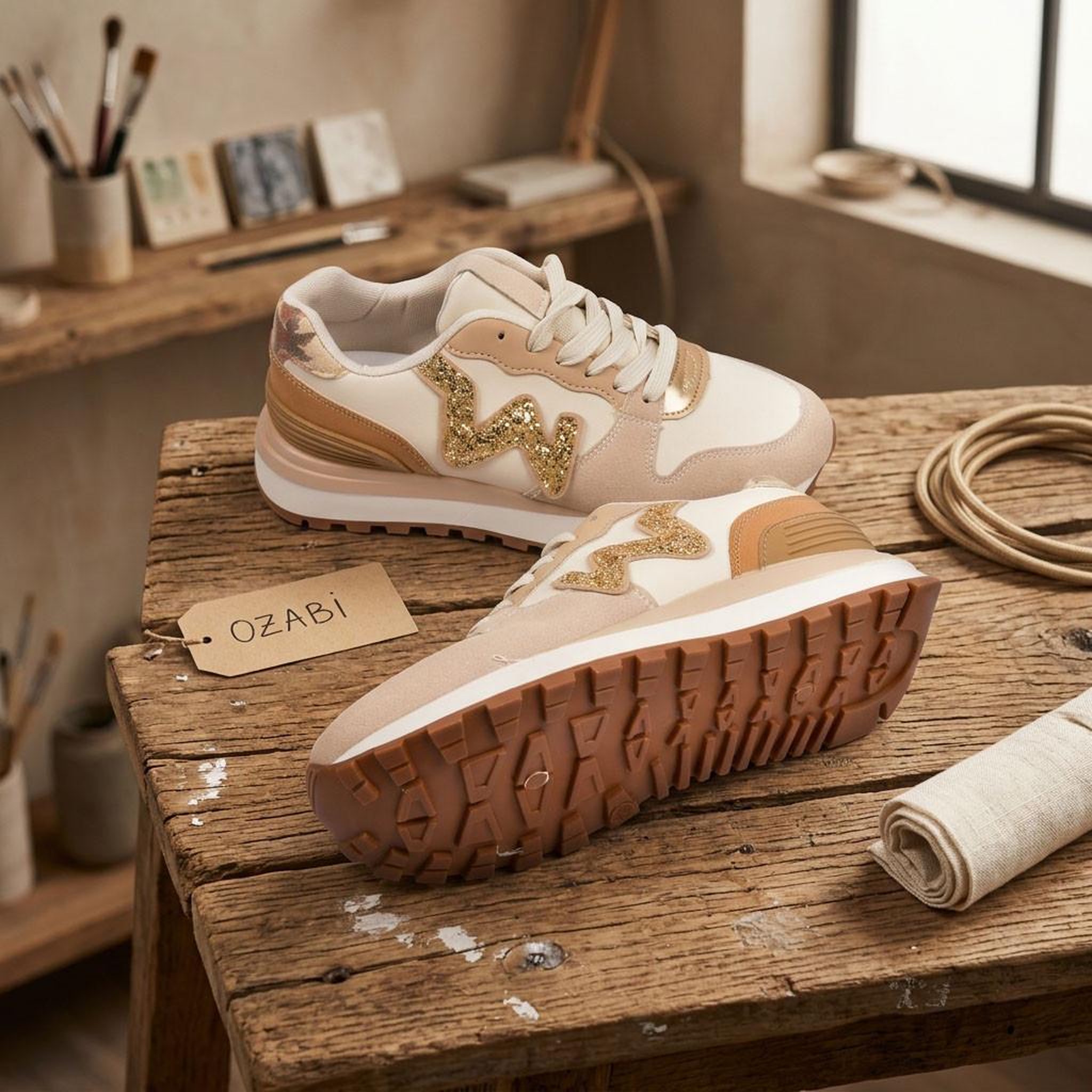 Voir la diapositive 4 : OZABI OZABI Baskets Runner Femme Mesh Logo W 4 Coloris