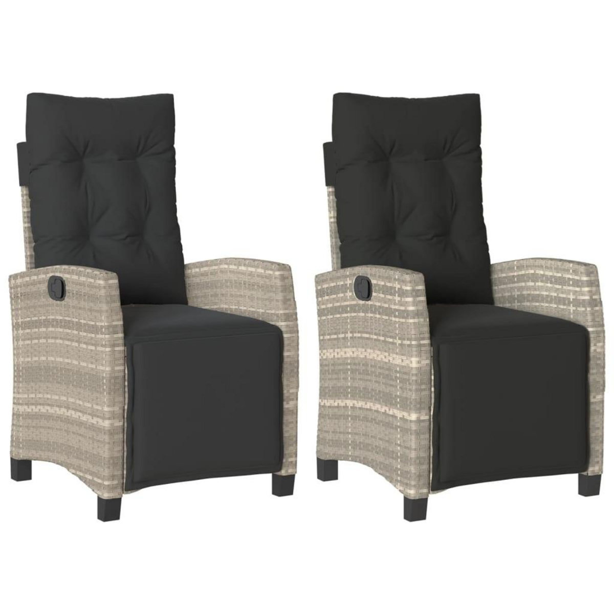 VIDAXL Chaises inclinables de jardin lot de 2 avec repose-pied rotin