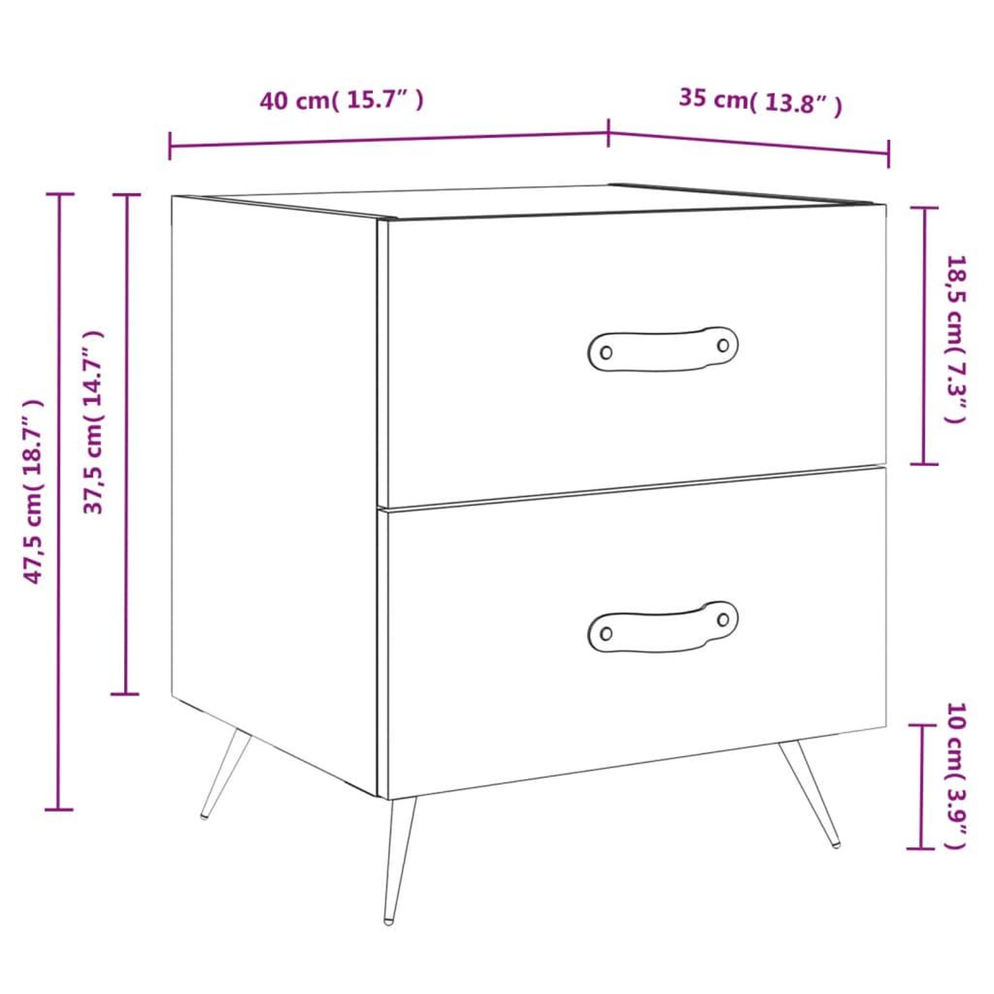 Voir la diapositive 6 : VIDAXL Table de chevet blanc brillant 40x35x47,5 cm bois d'ingenierie