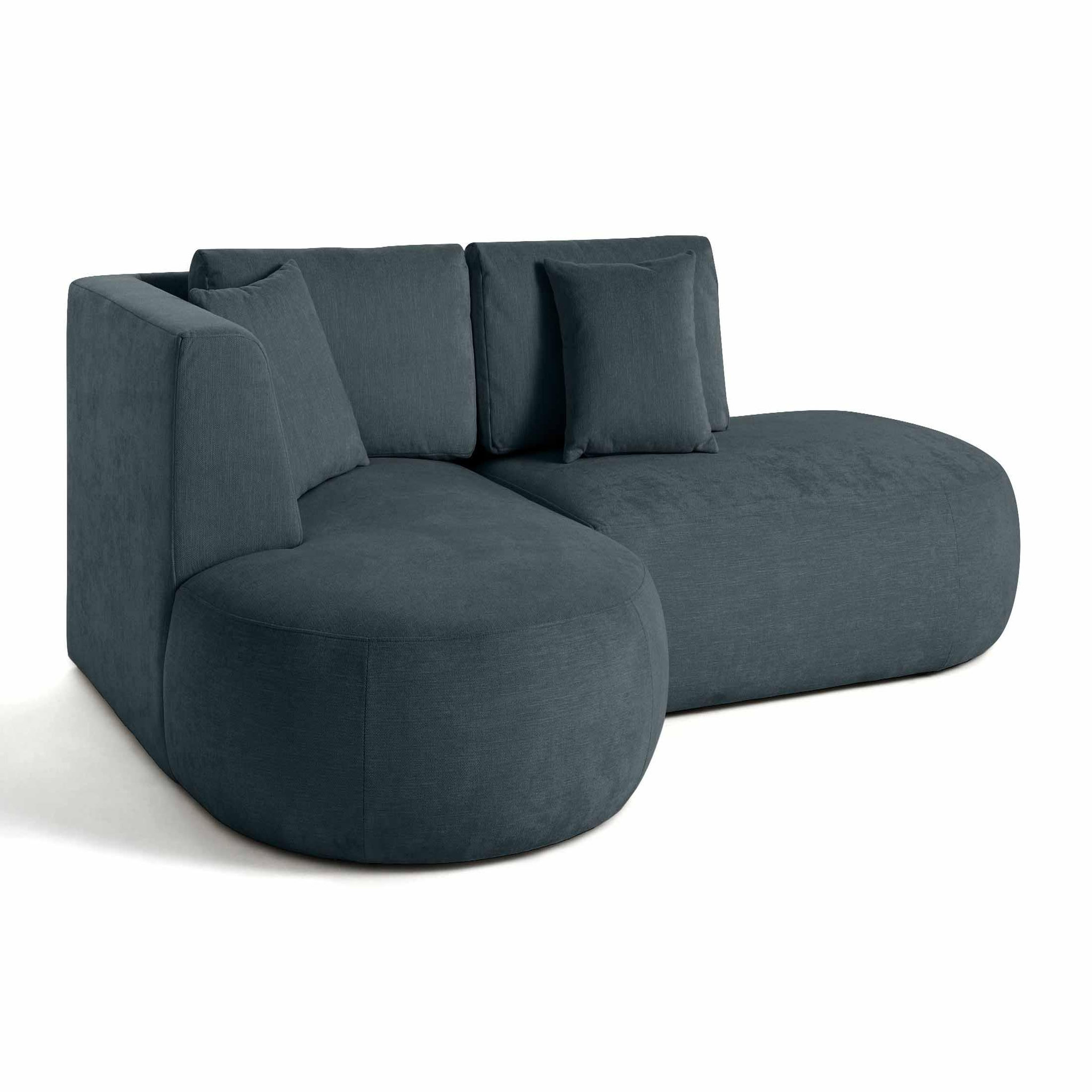 Voir la diapositive 4 : LISA DESIGN Santorini - canapé modulable d'angle gauche + pouf - 4 places - en tissu texturé