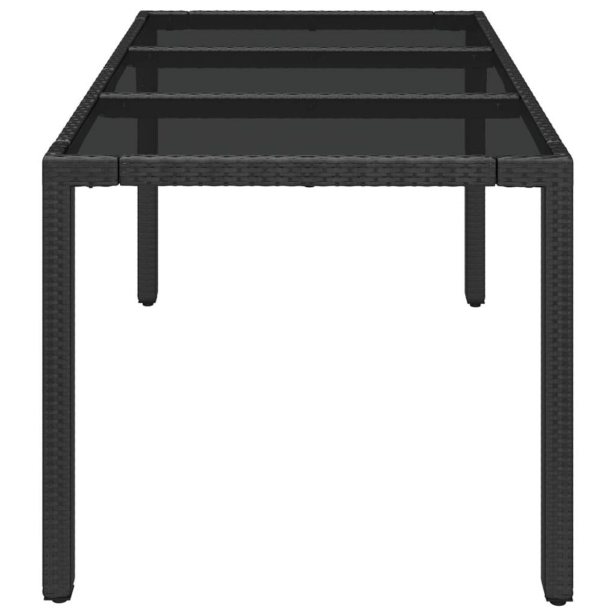 VIDAXL Table de jardin dessus en verre Noir 150x90x75cm Resine tressee
