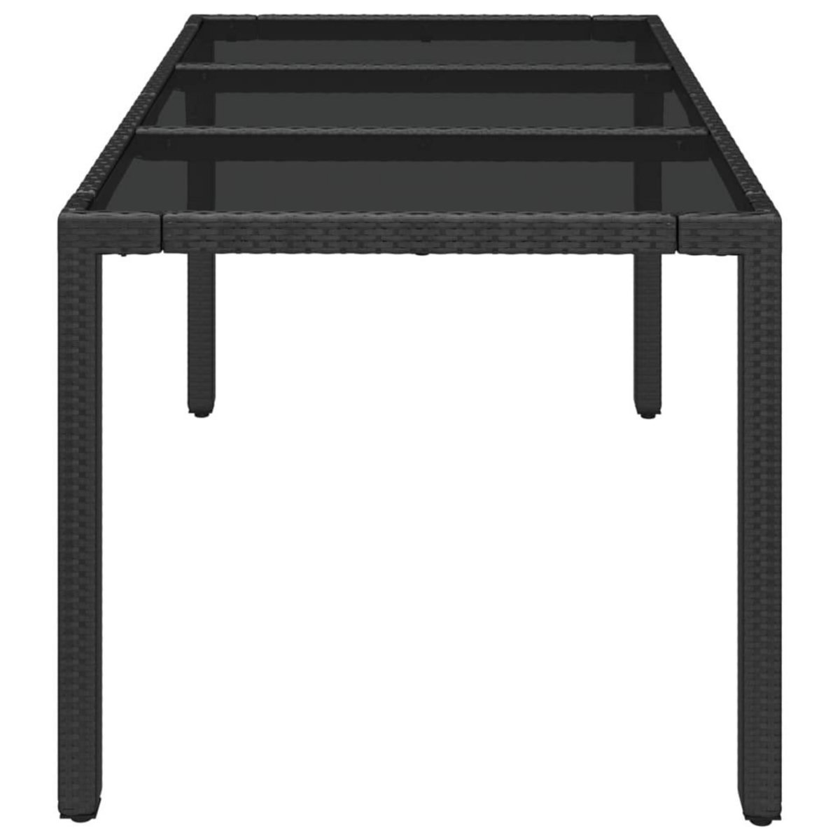 VIDAXL Table de jardin dessus en verre Noir 150x90x75cm Resine tressee