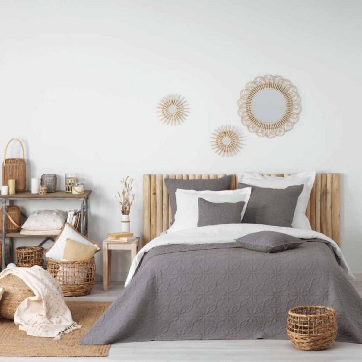 Paris Prix Housse de Coussin  Florette  40x40cm Anthracite