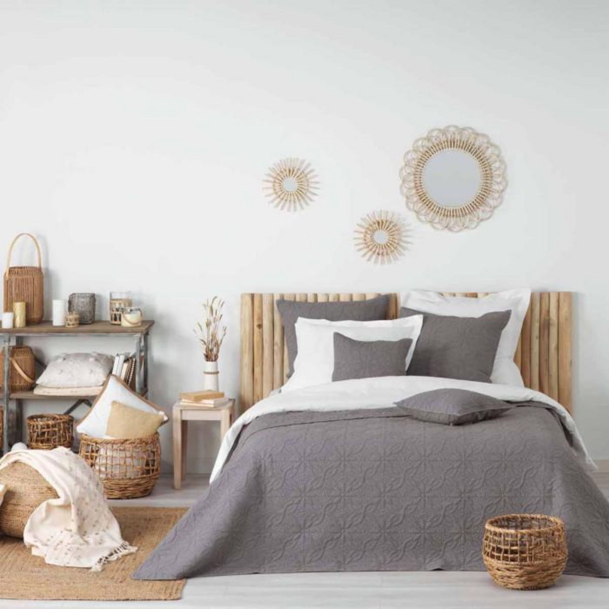 Paris Prix Housse de Coussin  Florette  40x40cm Anthracite