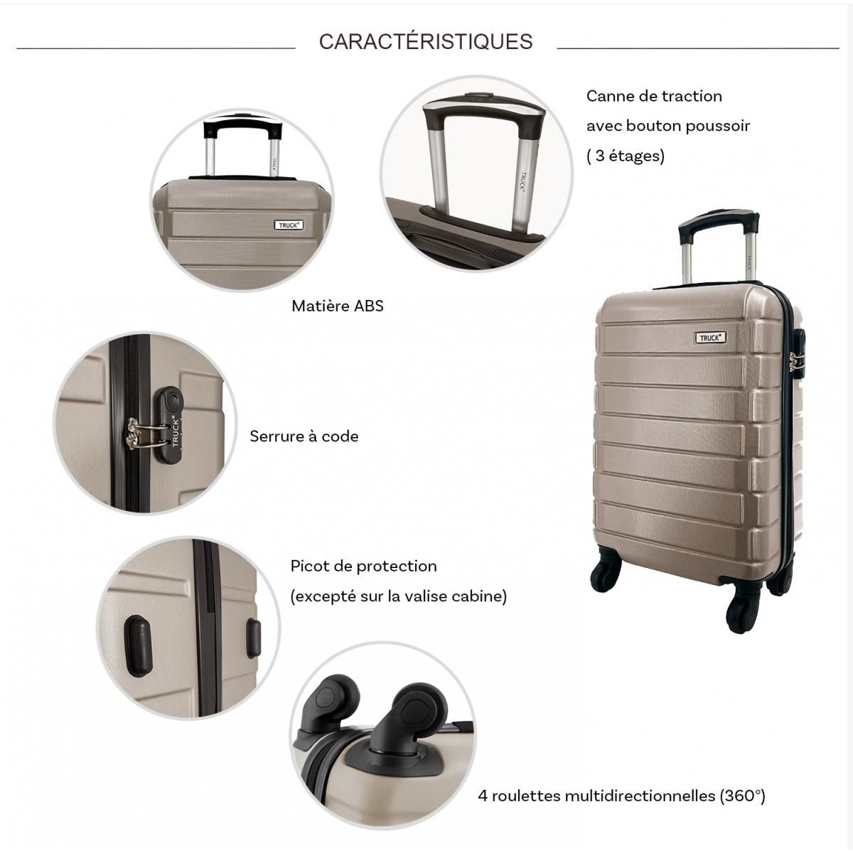 TRUCK Lot 3 valises dont 1 valise cabine rigides