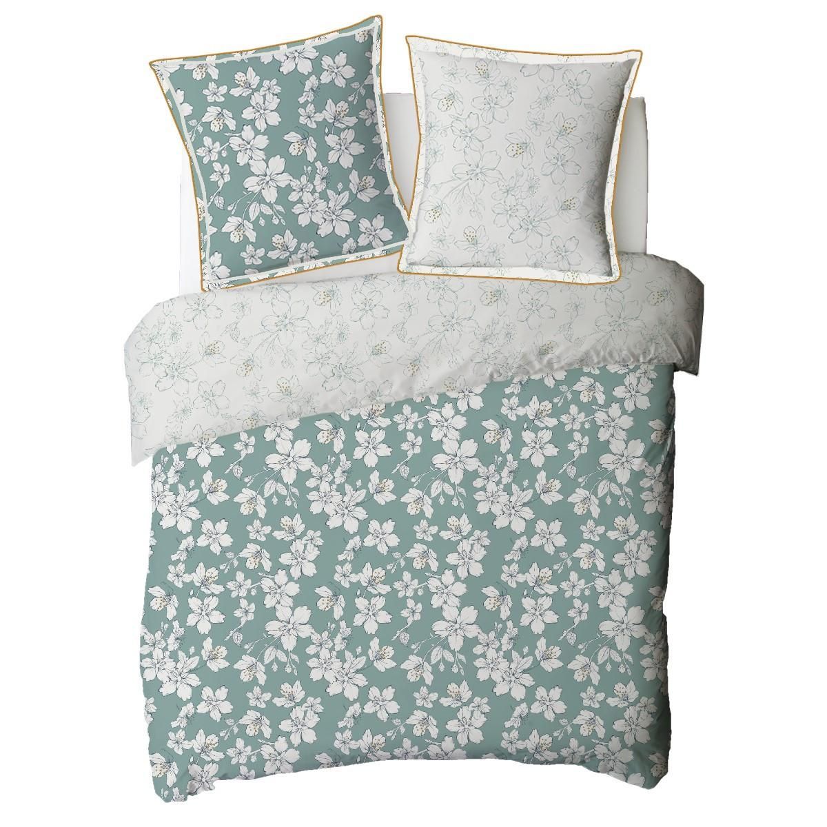 FUTURE HOME Parure de lit 2 personnes fleurie réversible