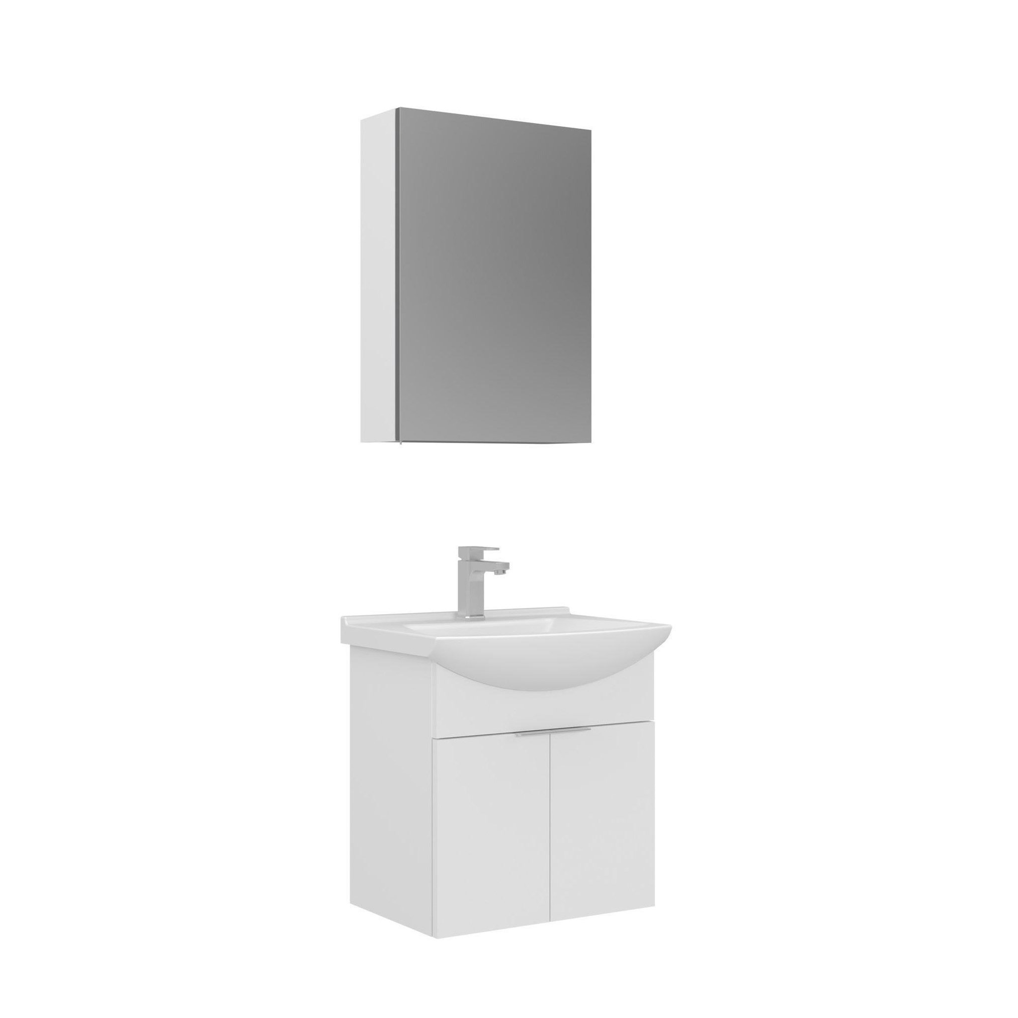 Habitat et Jardin Meuble avec simple vasque et miroir  Purus 55  - 55 x 50 x 58 cm - White