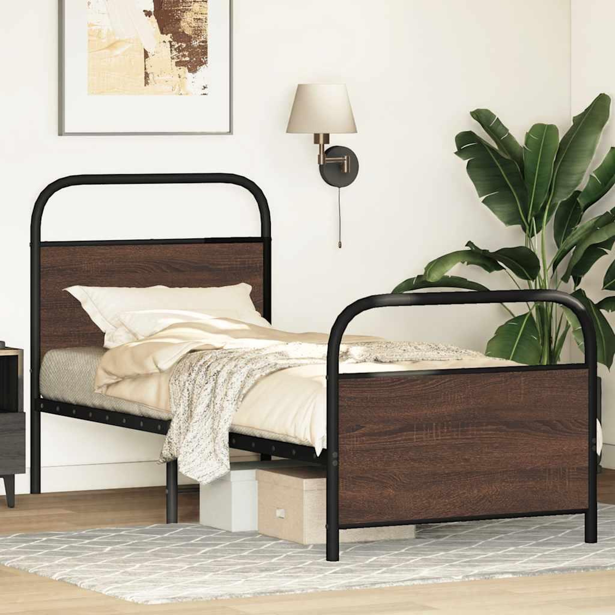 Voir la diapositive 4 : VIDAXL Cadre de lit sans matelas 80x200cm chene marron bois ingenierie