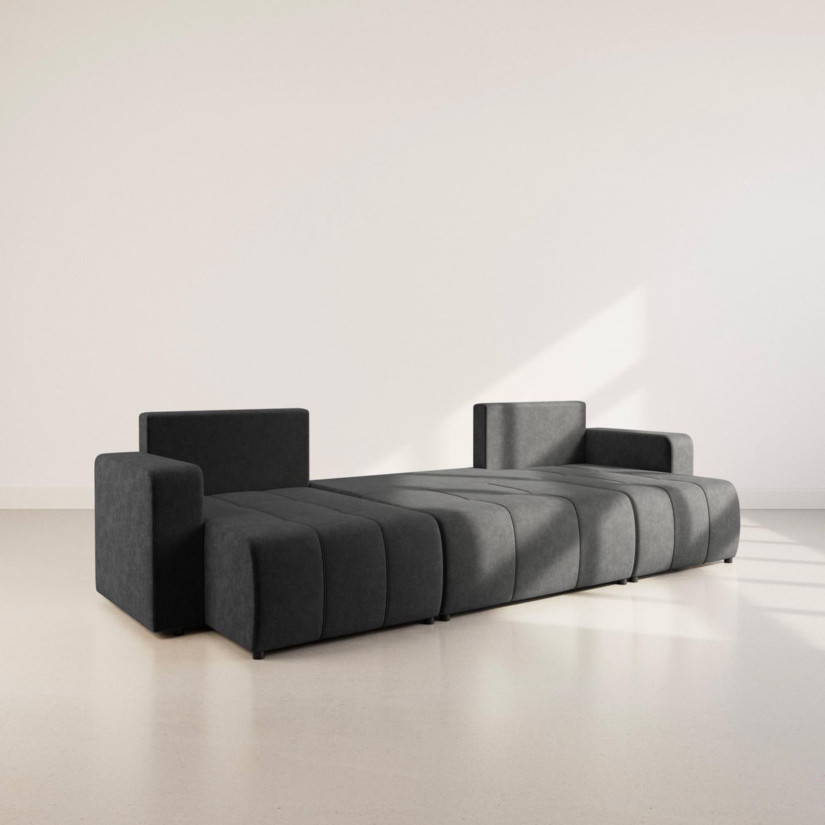 BEST MOBILIER Nicole - canapé panoramique en u 7 places convertible avec coffre en tissu