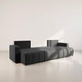 Voir la diapositive 2 : BEST MOBILIER Nicole - canapé panoramique en u 7 places convertible avec coffre en tissu