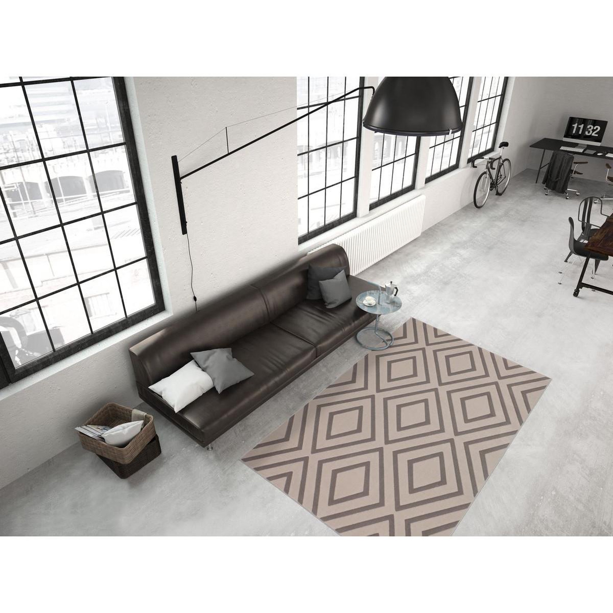 Voir la diapositive 2 : Paris Prix Tapis Imprimé à Poils Courts  Lina  Taupe