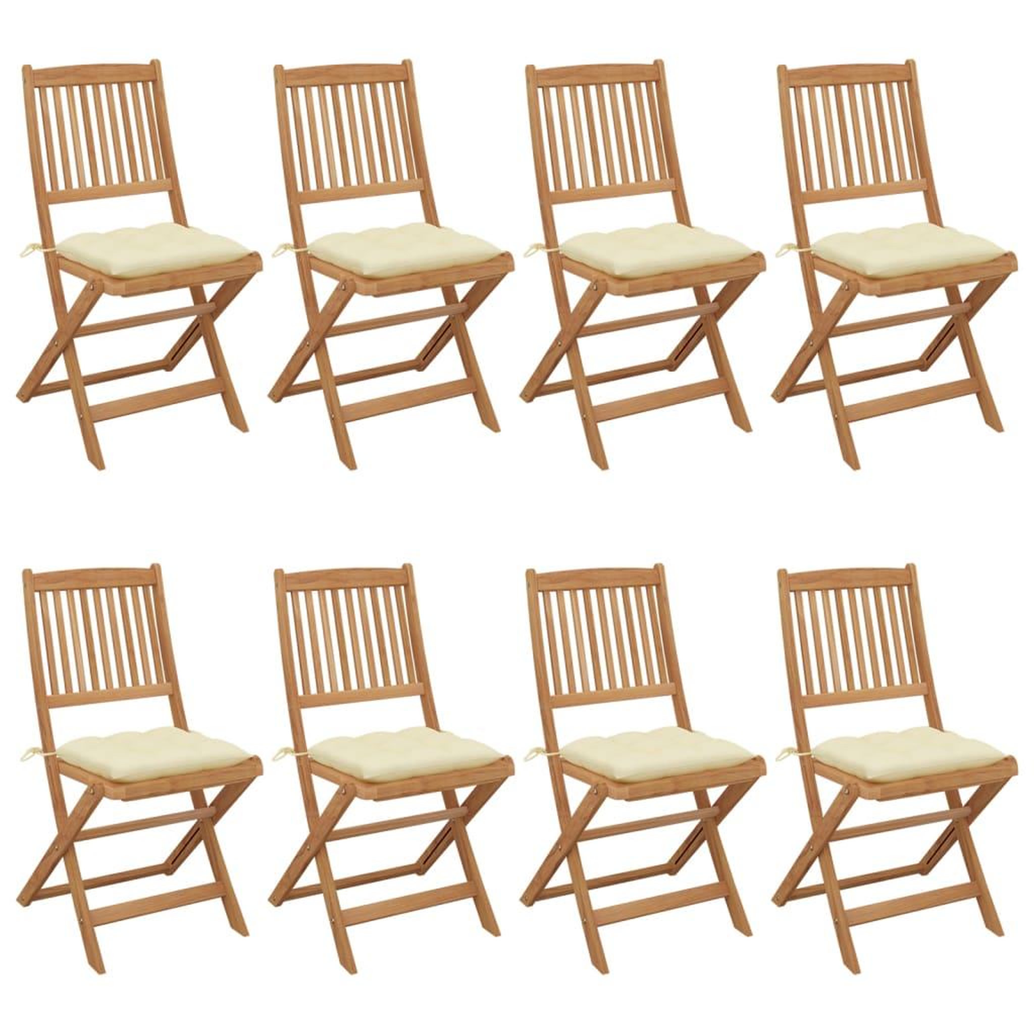 Voir la diapositive 1 : VIDAXL Chaises pliables de jardin lot de 8 avec coussins Bois d'acacia