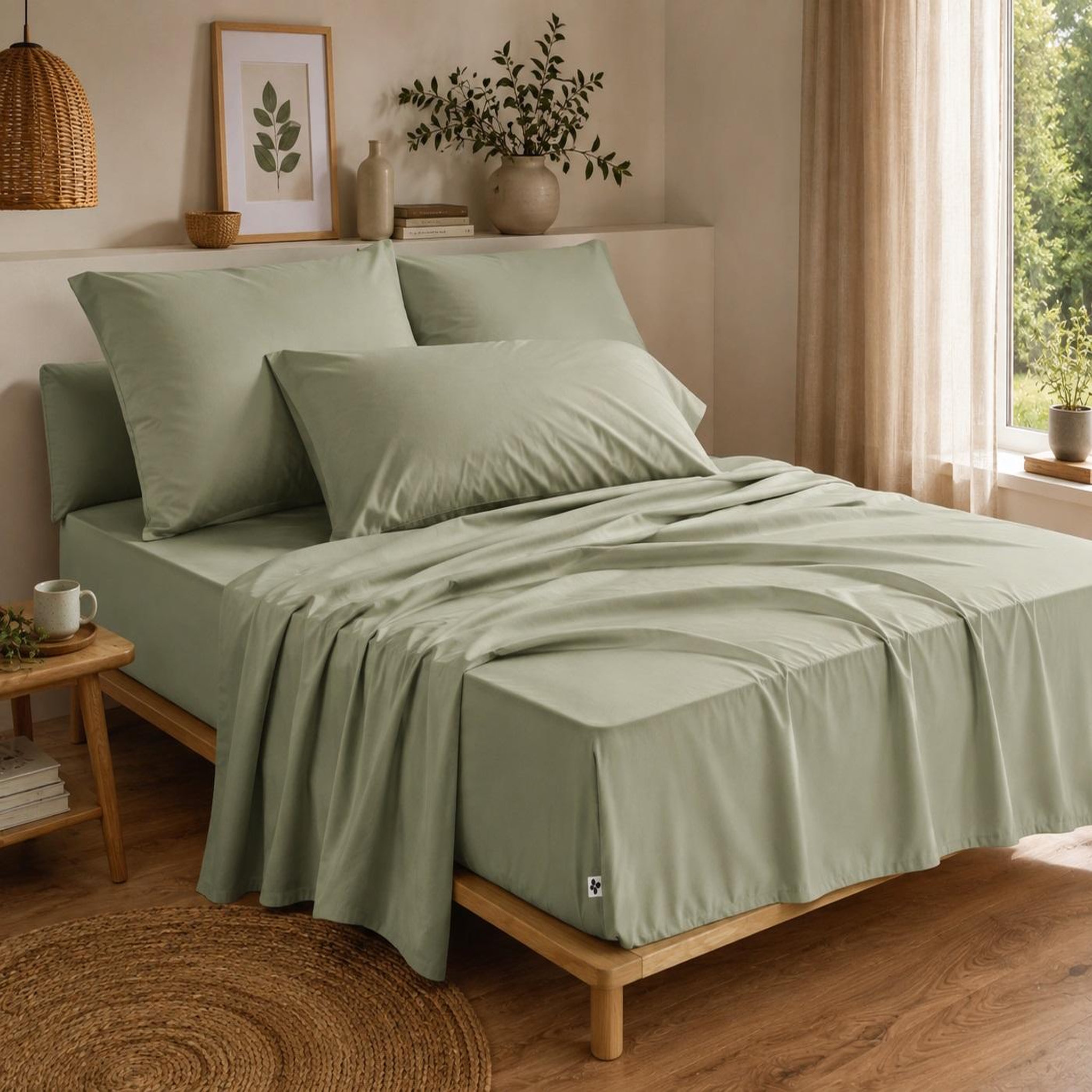 Voir la diapositive 2 : Eden Drap housse double gaze de coton gaïa