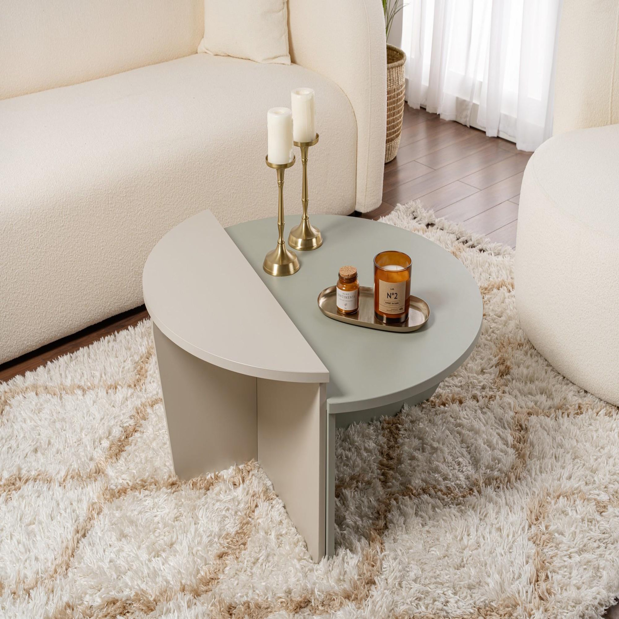 Voir la diapositive 3 : Habitat et Jardin Table basse en bois  orion  90 x 60 x 30 cm - vert cendré