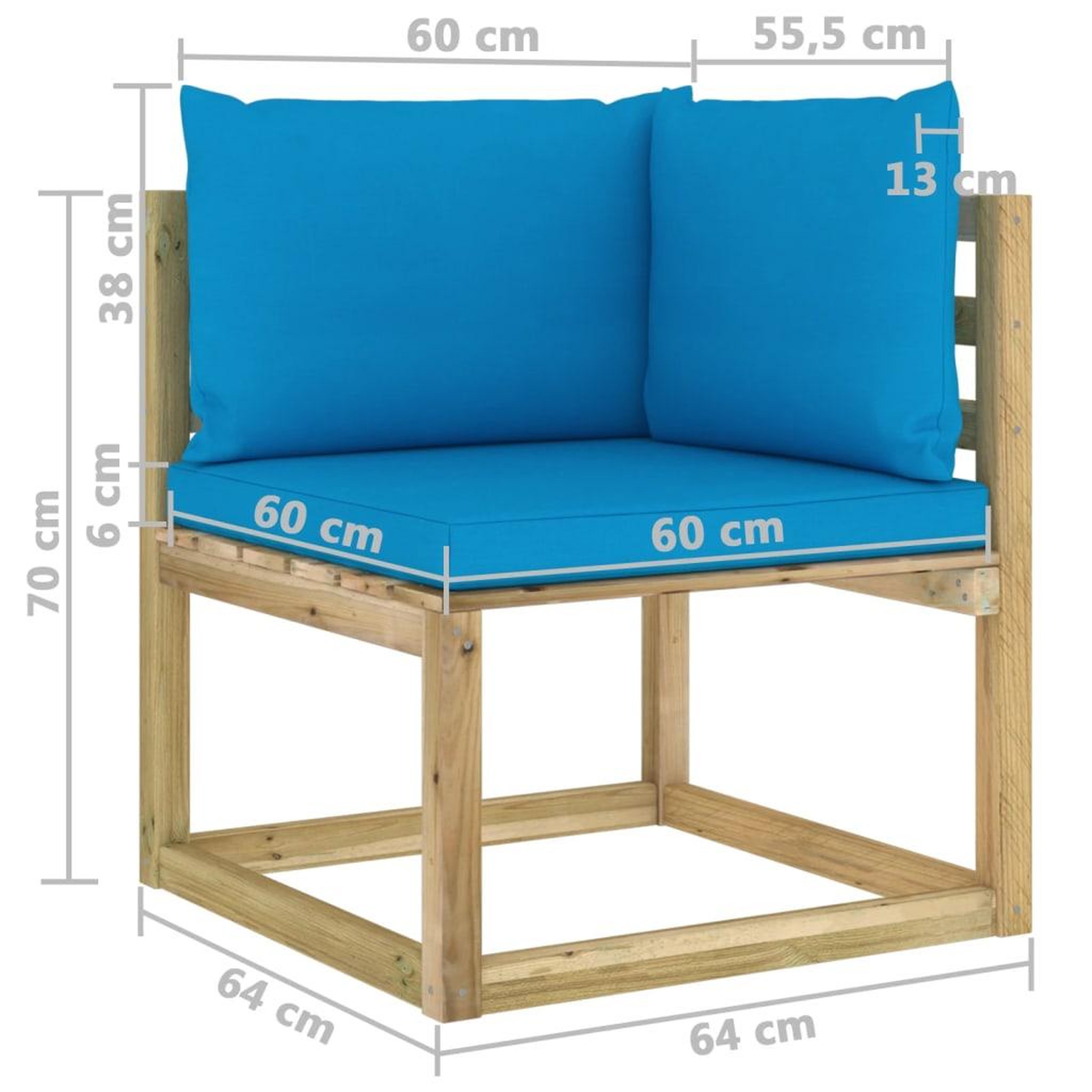 Voir la diapositive 6 : VIDAXL Canape d'angle de jardin avec coussins Bois impregne de vert