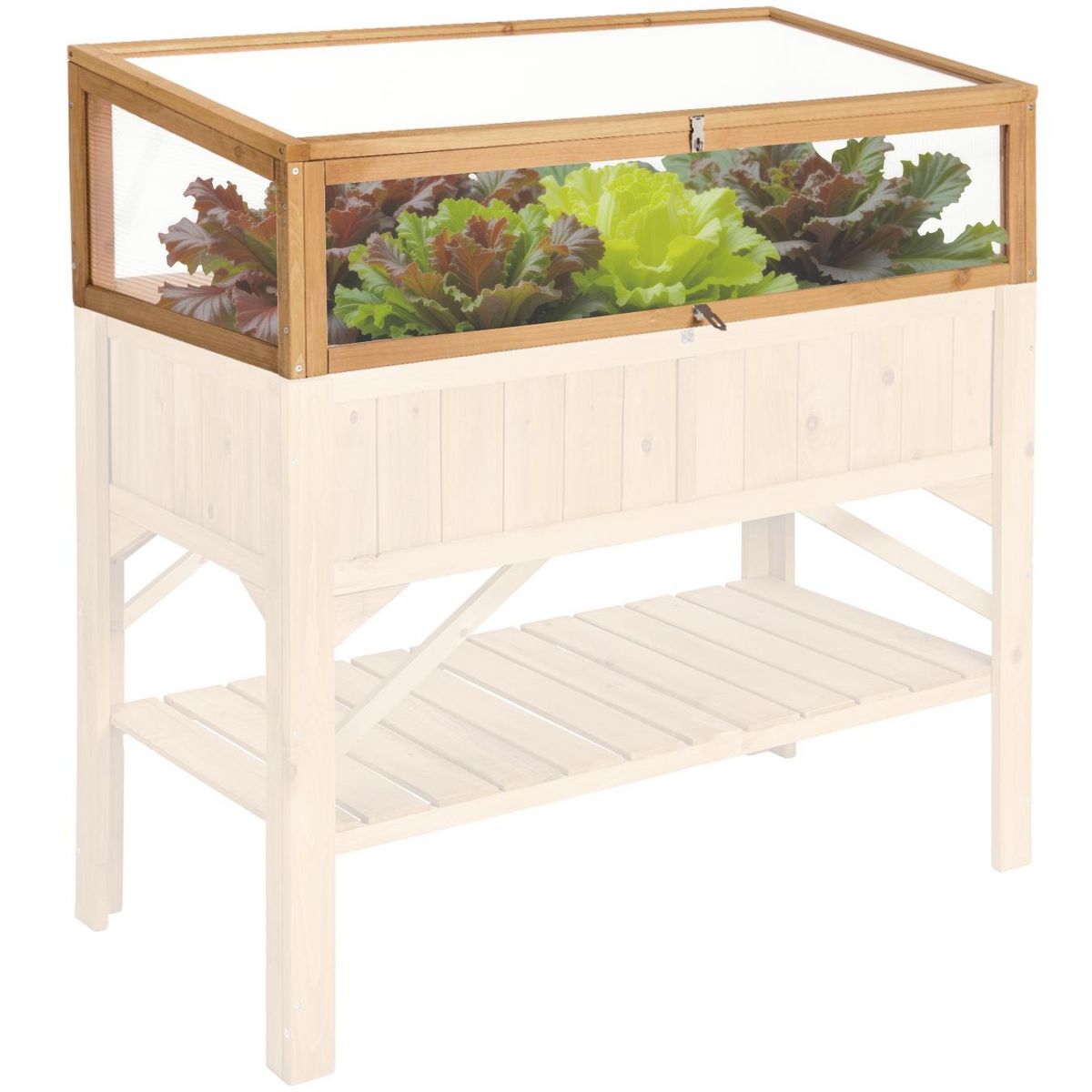 tectake Serre châssis de jardin pour carré potager en bois de pin imprégné marron