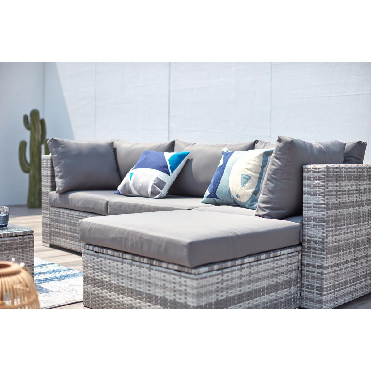 CONCEPT USINE Salon jardin bas 6 places en résine gris PEANA