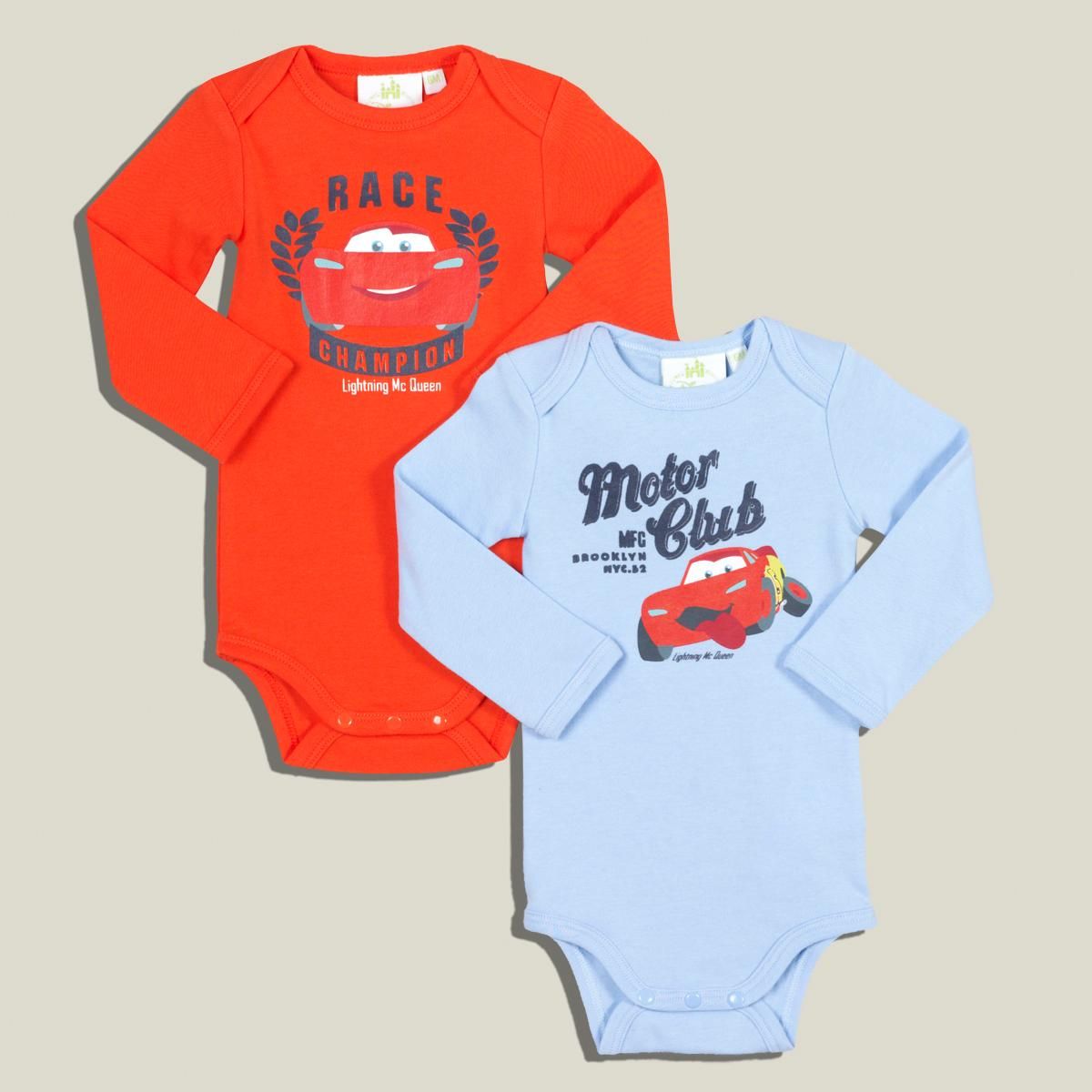 CARS Lot de 2 bodies manches longues bébé