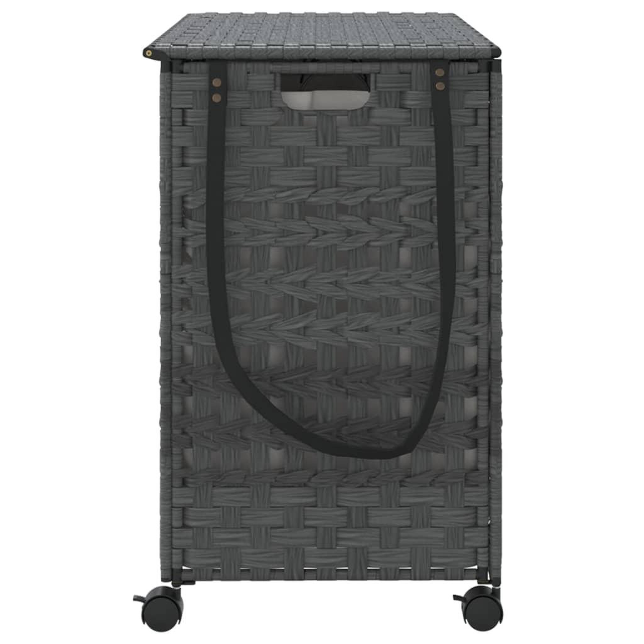 Voir la diapositive 5 : VIDAXL Panier a linge avec roulettes gris 66x35x60 cm resine tressee