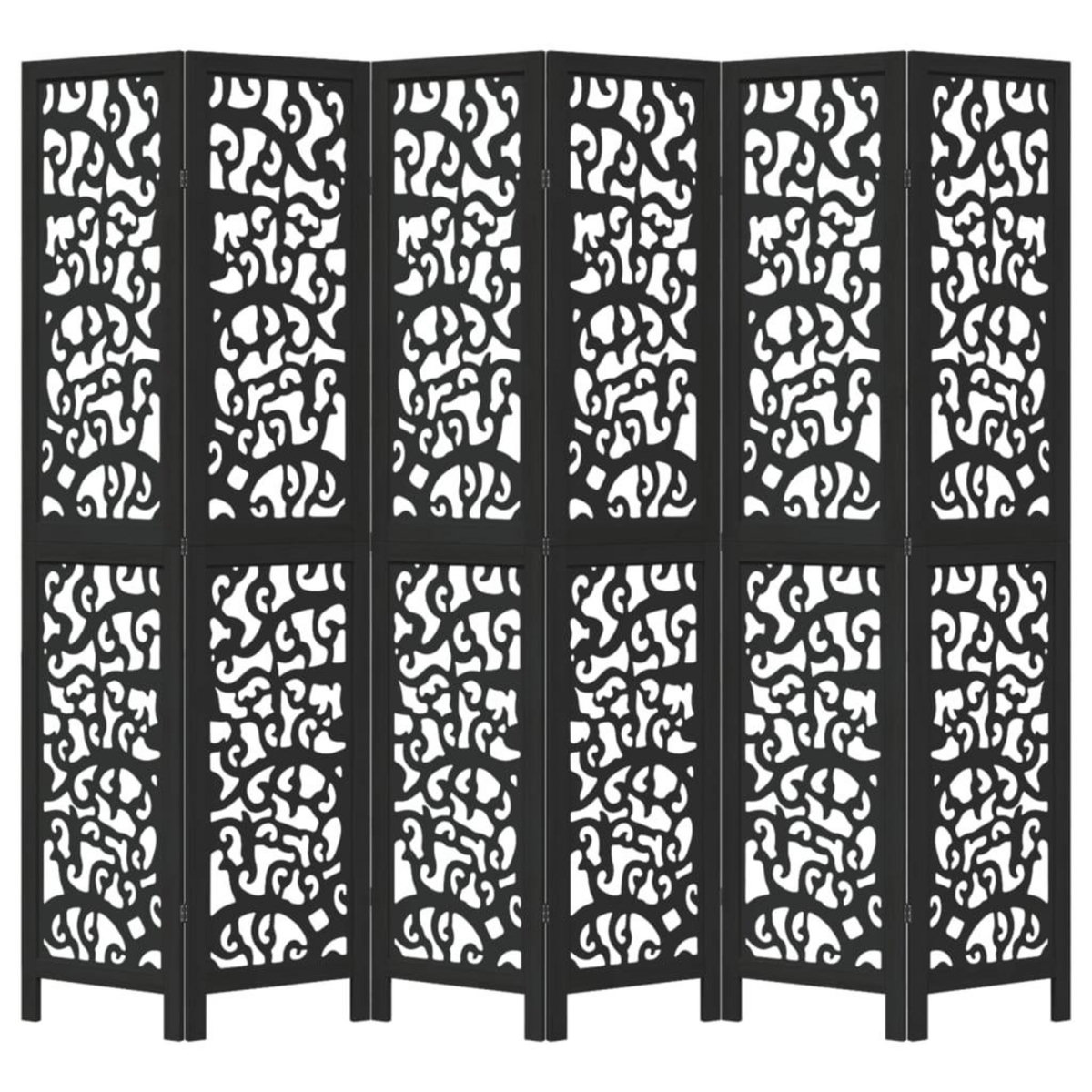 VIDAXL Cloison de separation 6 panneaux noir bois de paulownia massif