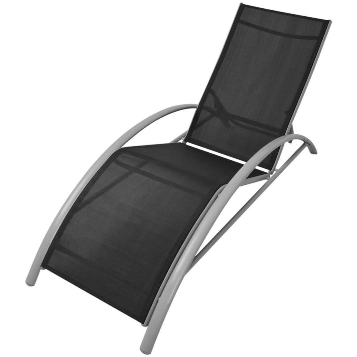 VIDAXL Chaises longues avec table Aluminium Noir