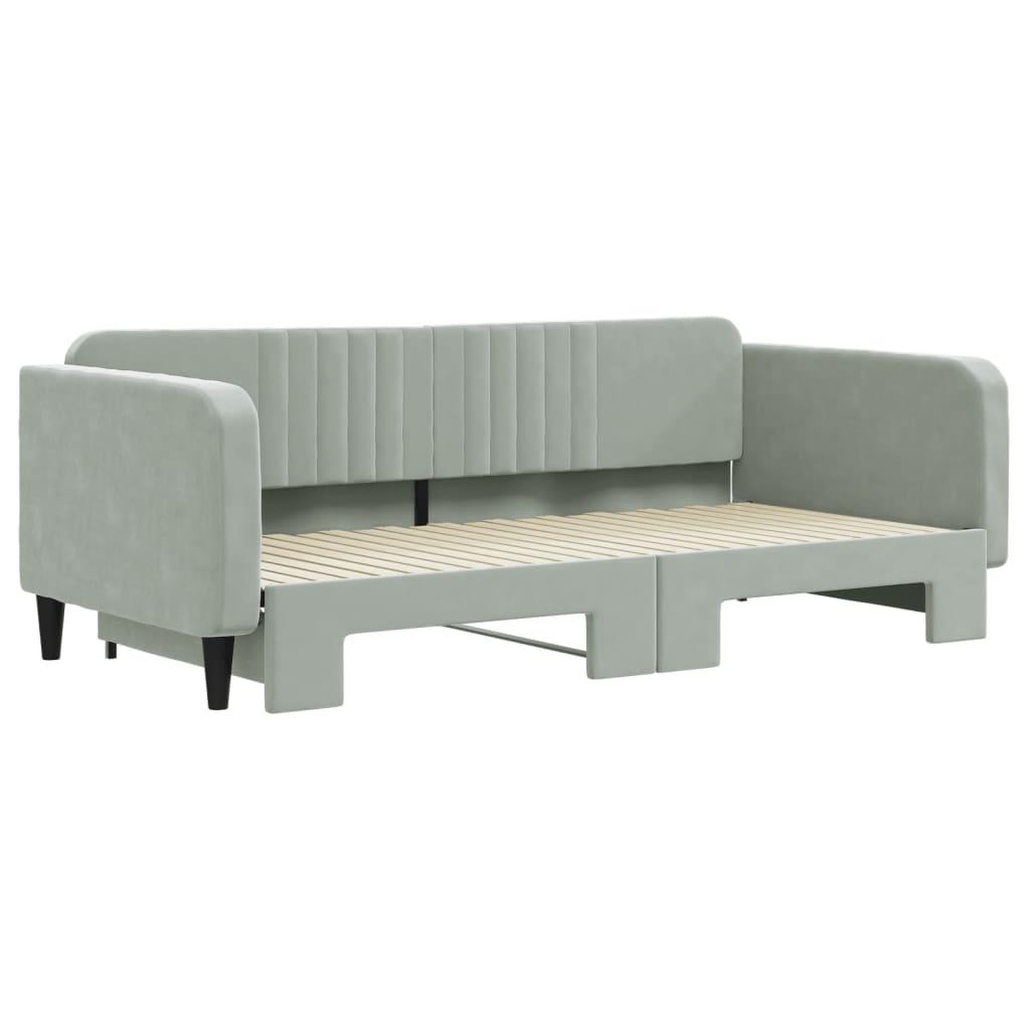 Voir la diapositive 3 : VIDAXL Lit de jour avec gigogne sans matelas gris clair 100x200 cm