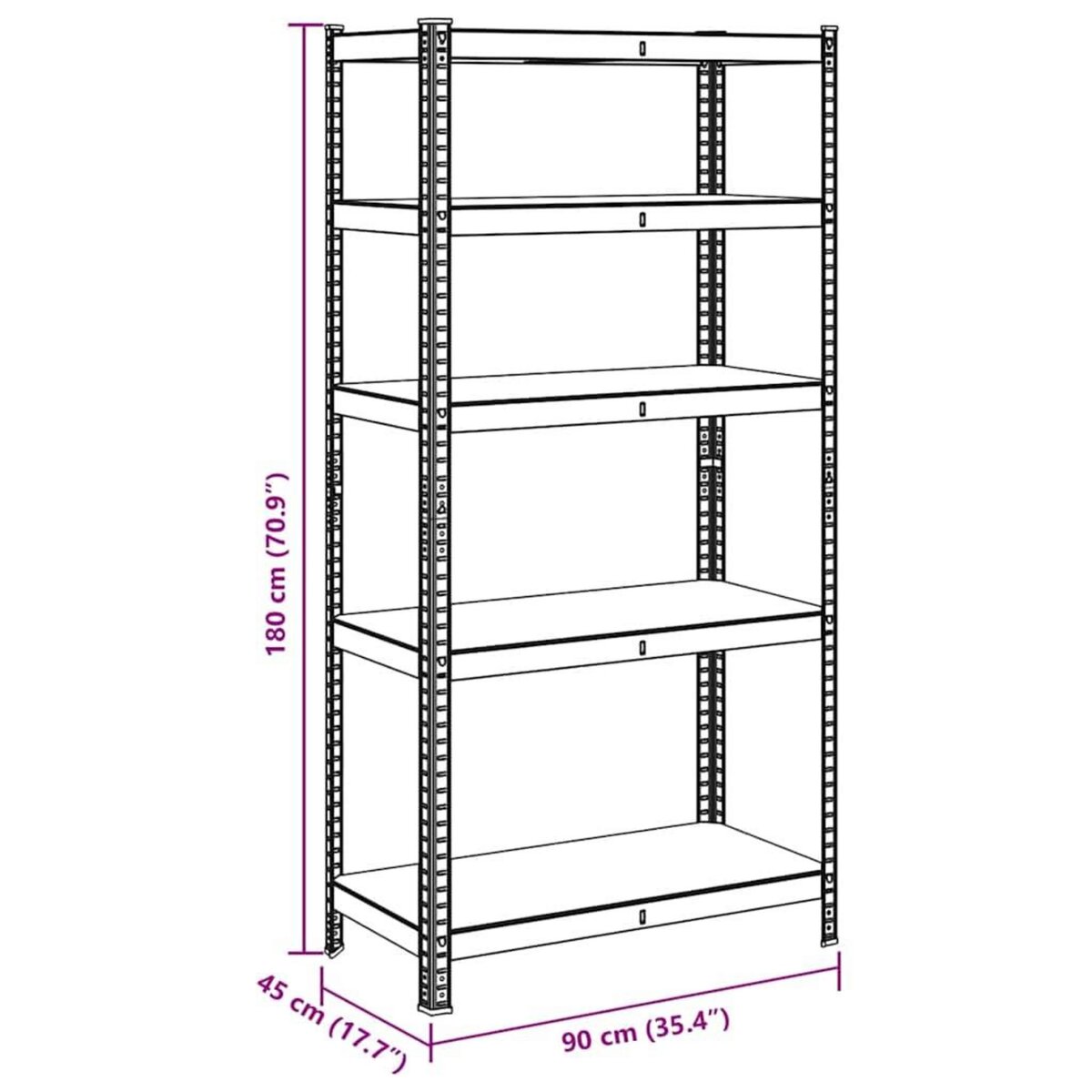 VIDAXL Etagere resistante a 5 niveaux Argente Acier et bois ingenierie