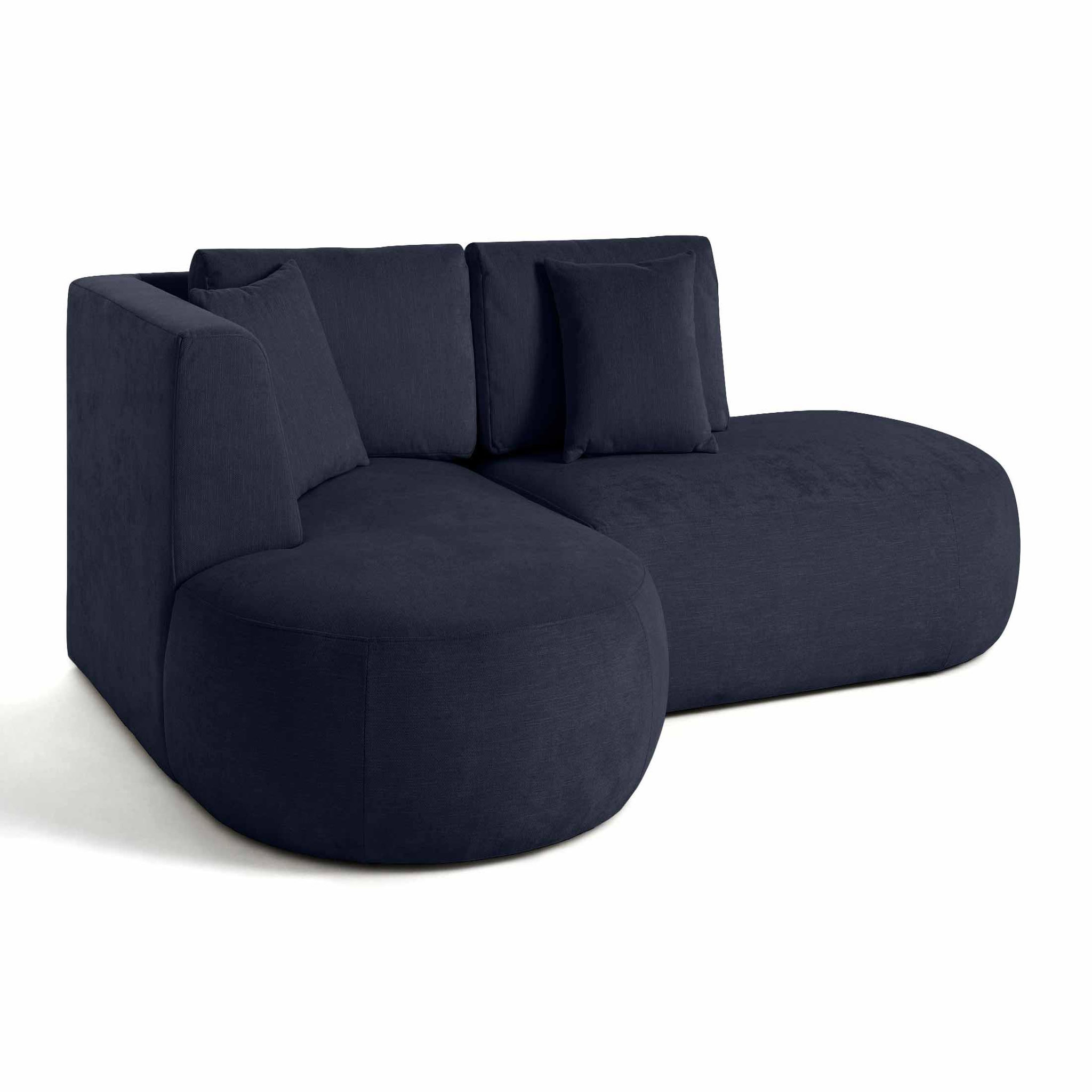 Voir la diapositive 4 : LISA DESIGN Santorini - canapé modulable d'angle gauche + pouf - 4 places - en tissu texturé