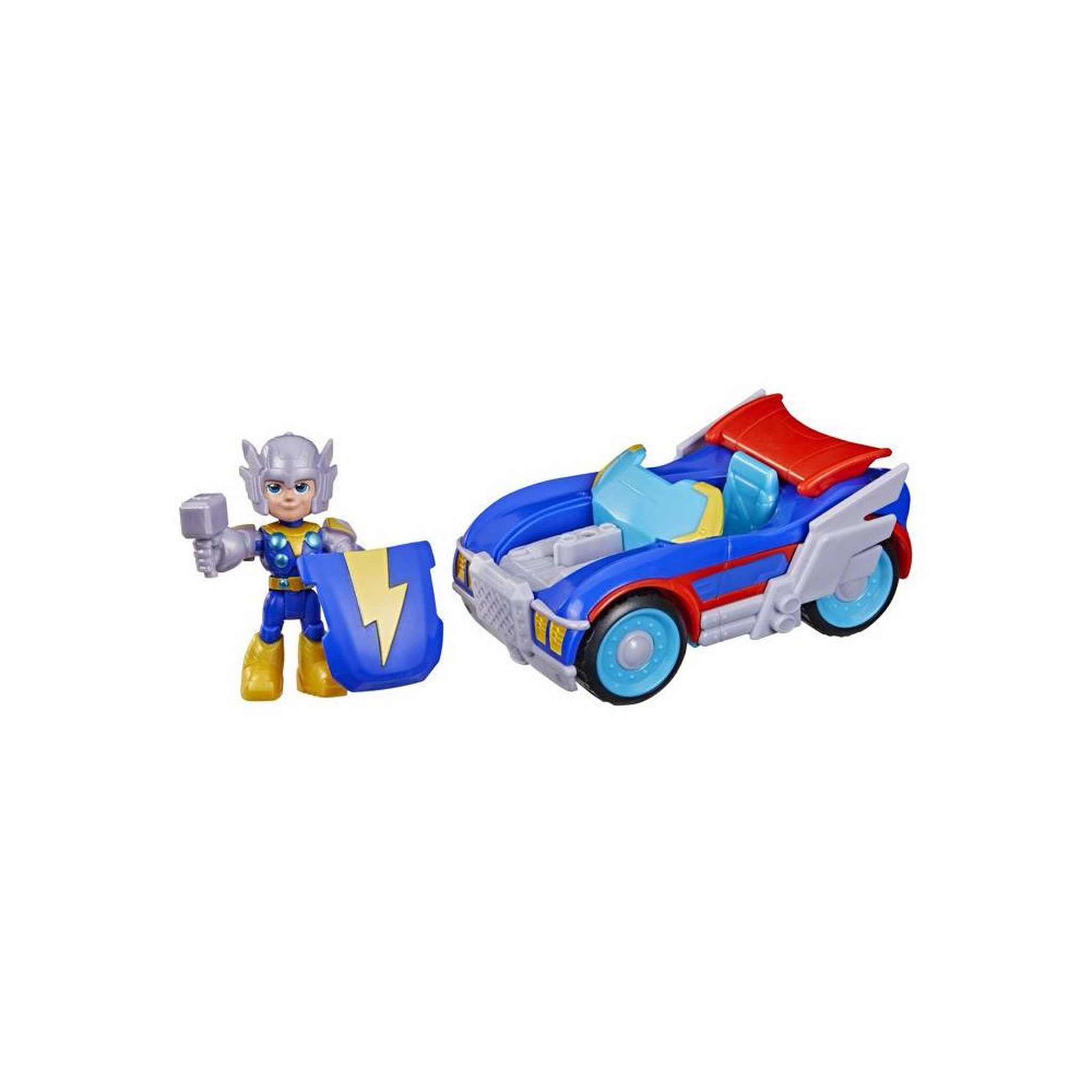 HASBRO Figurine Thor de 7,5 cm et véhicule Foudremobile, Jouets de Super-héros, des 3 ans, Iron Man et Ses Amis Extraordinaires Marve