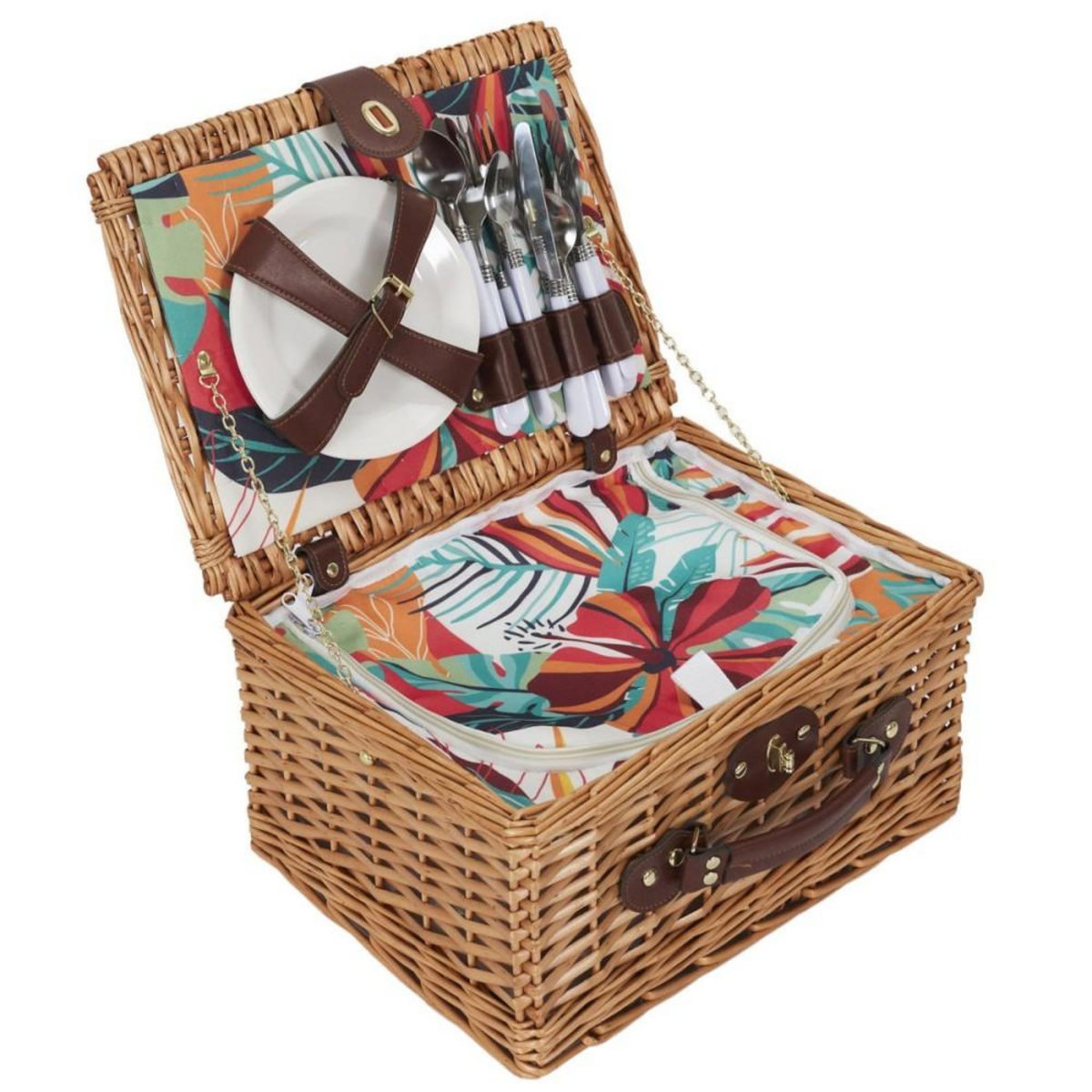 The Home Deco Factory Panier de pique nique avec vaisselle pour 4 personnes