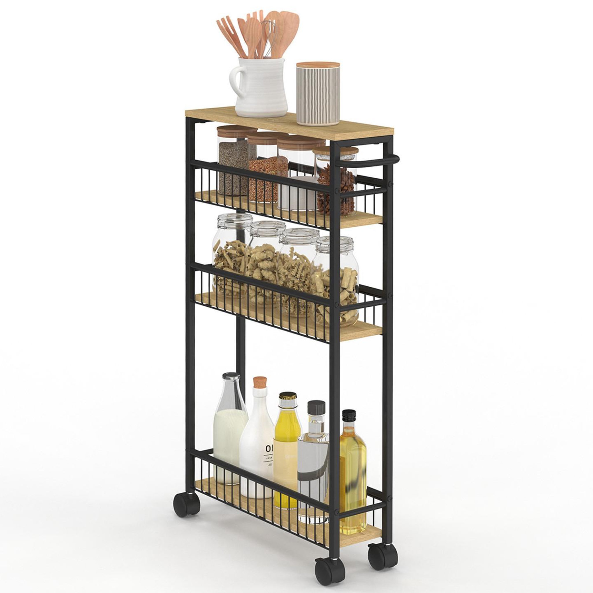 ID MARKET Desserte de cuisine gain de place detroit 4 niveaux sur roulettes design industriel