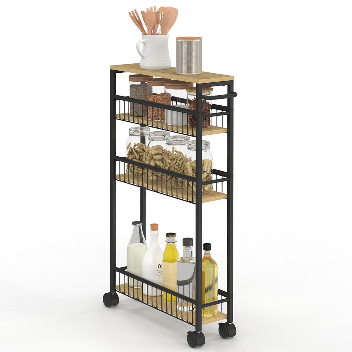 ID MARKET Desserte de cuisine gains de place DETROIT 4 niveaux sur roulettes design industriel