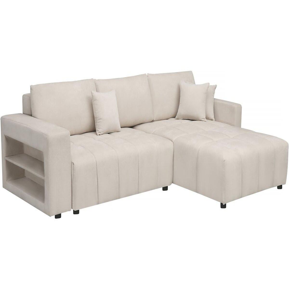 Habitat et Jardin Canapé d'angle convertible tissu chenille 3 places -  Trocadero  - Crème