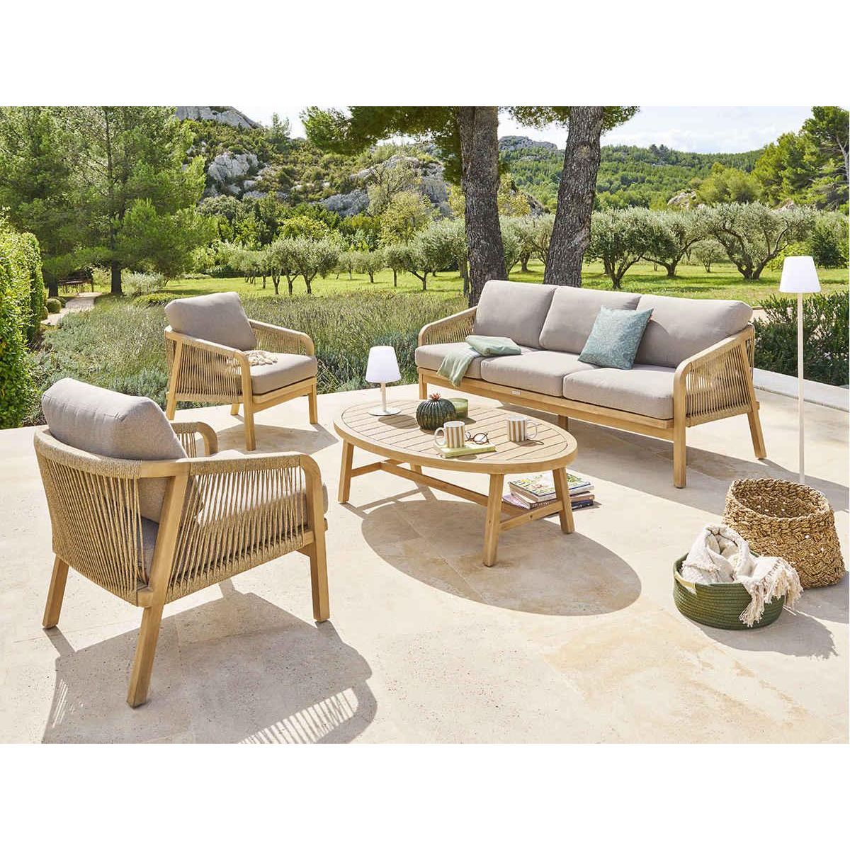 HESPERIDE Salon de jardin en bois d'acacia Papouasie - 5 places - Hespéride